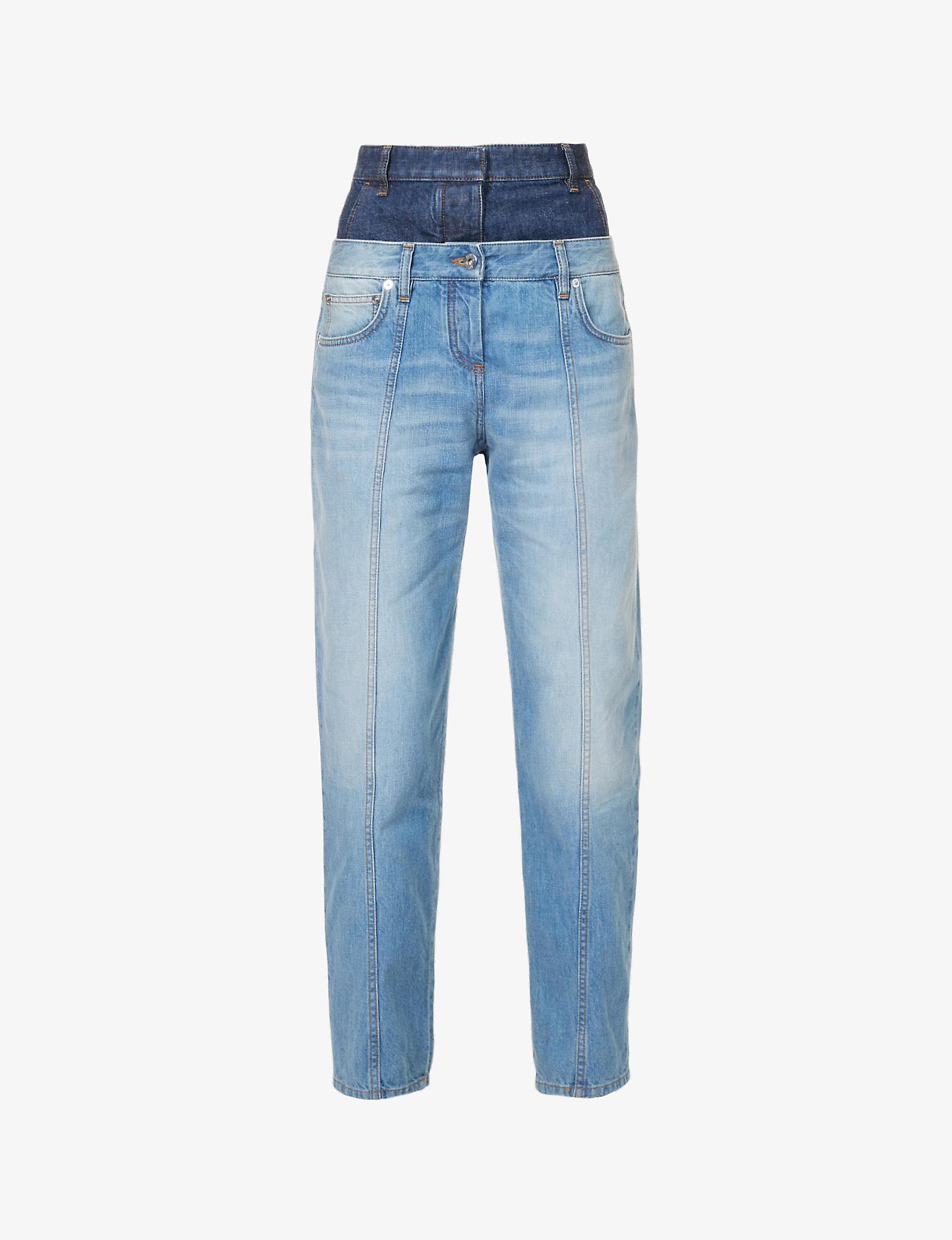 Loewe Trompe L'oeil Double-waistband Tapered High-rise Denim Jeans in Blue  | Lyst