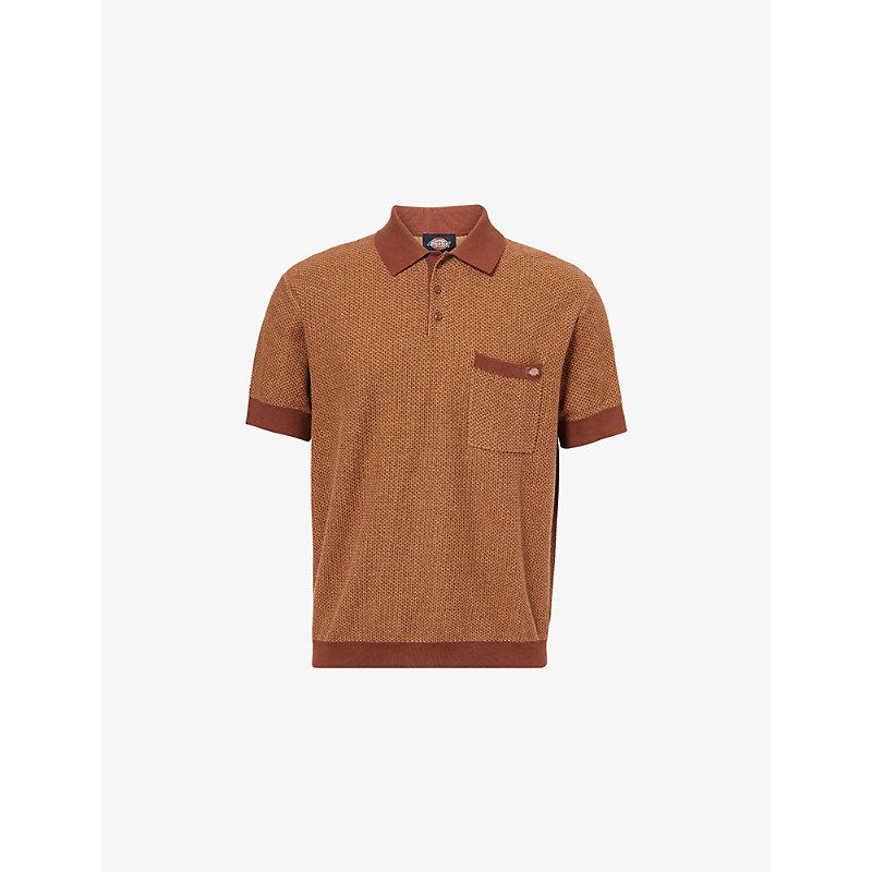 Dickies Rocky Short-Sleeve Cotton Knitted Polo Shirt in Brown for