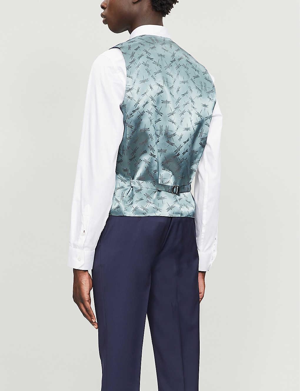 Ted Baker Debonair Dragonfly-print Modern-fit Wool Waistcoat in Navy (Blue)  for Men | Lyst