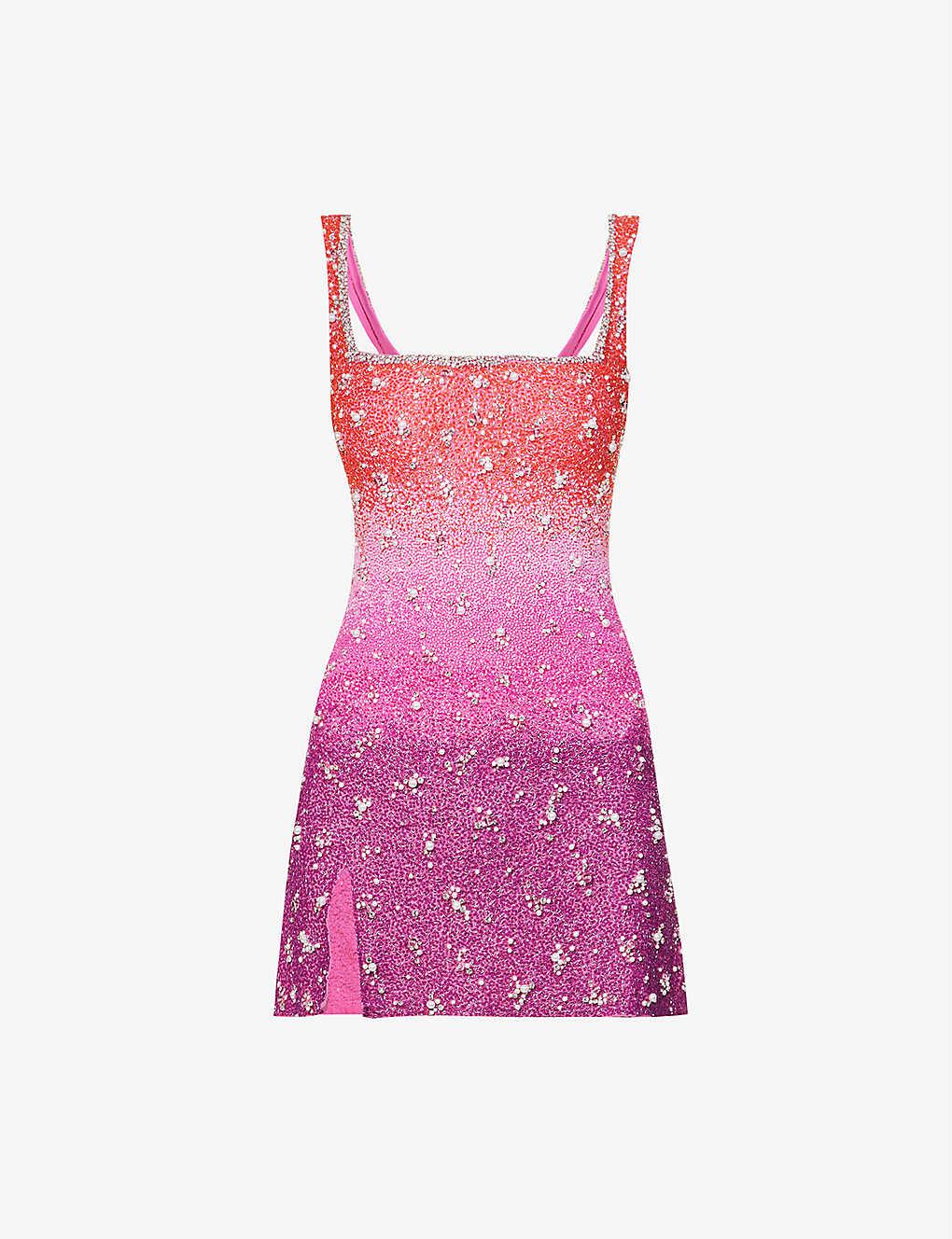 Clio Peppiatt Gradient Sequinembellished Stretchwoven Mini Dress in Pink Lyst UK