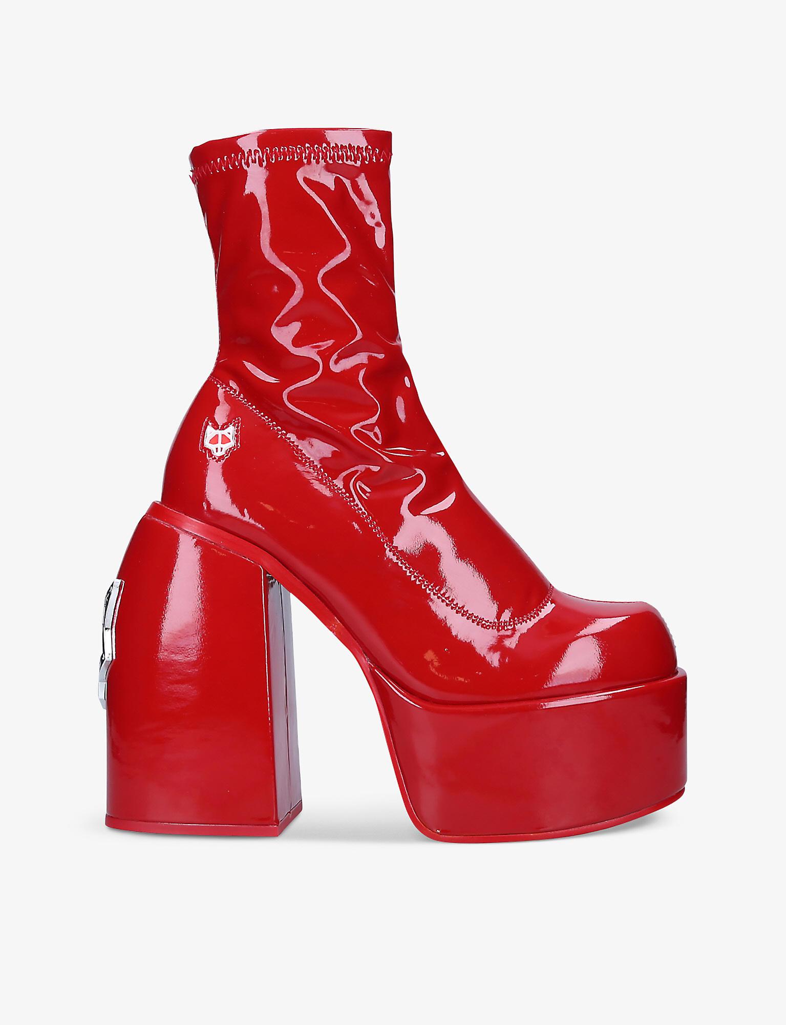 red platform ankle boots