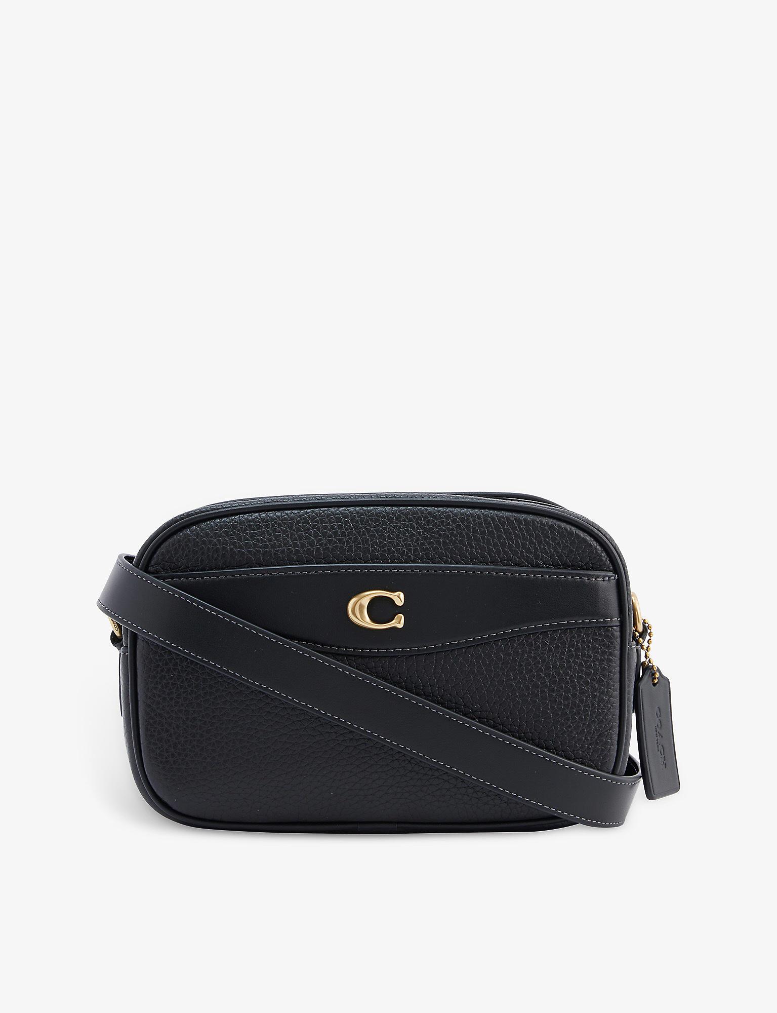 COACH Logoembellished Leather Crossbody Camera Bag in Black Lyst