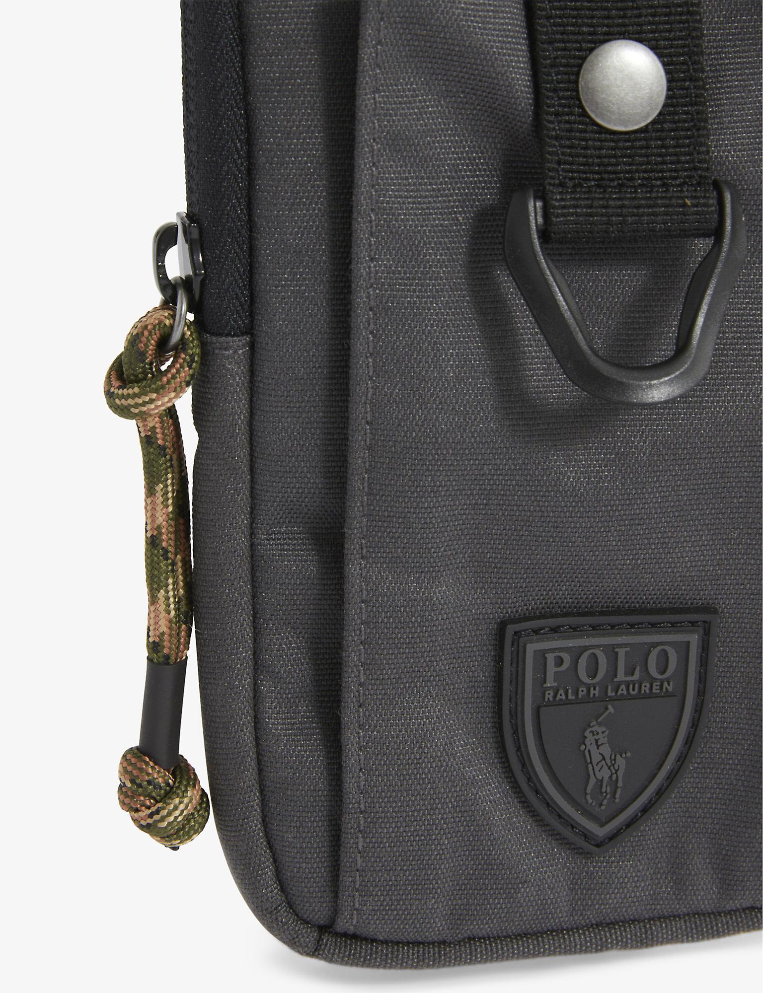 Polo Ralph Lauren Dark Gray Cotton Blend Logo Patch Phone Pouch in Black  for Men | Lyst