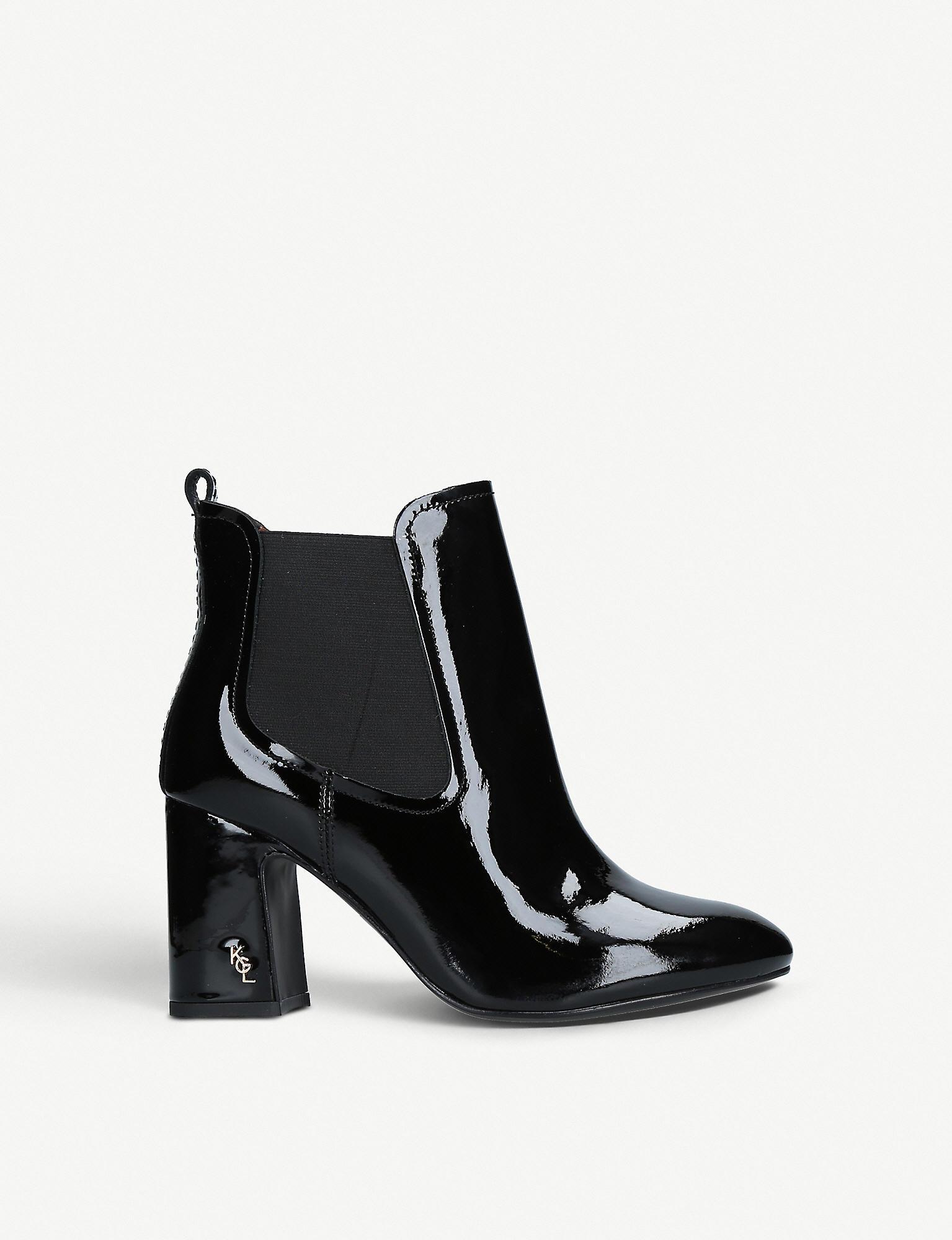 Kurt Geiger Denim Raylan Heeled Patent-leather Ankle Boots in Black ...