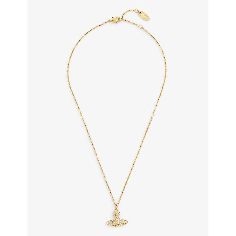 vivienne westwood Gold Crystal Gold Crystal Grace Bas Relief Platinum Plated Brass And Cubic Zirconia Pendant Necklace