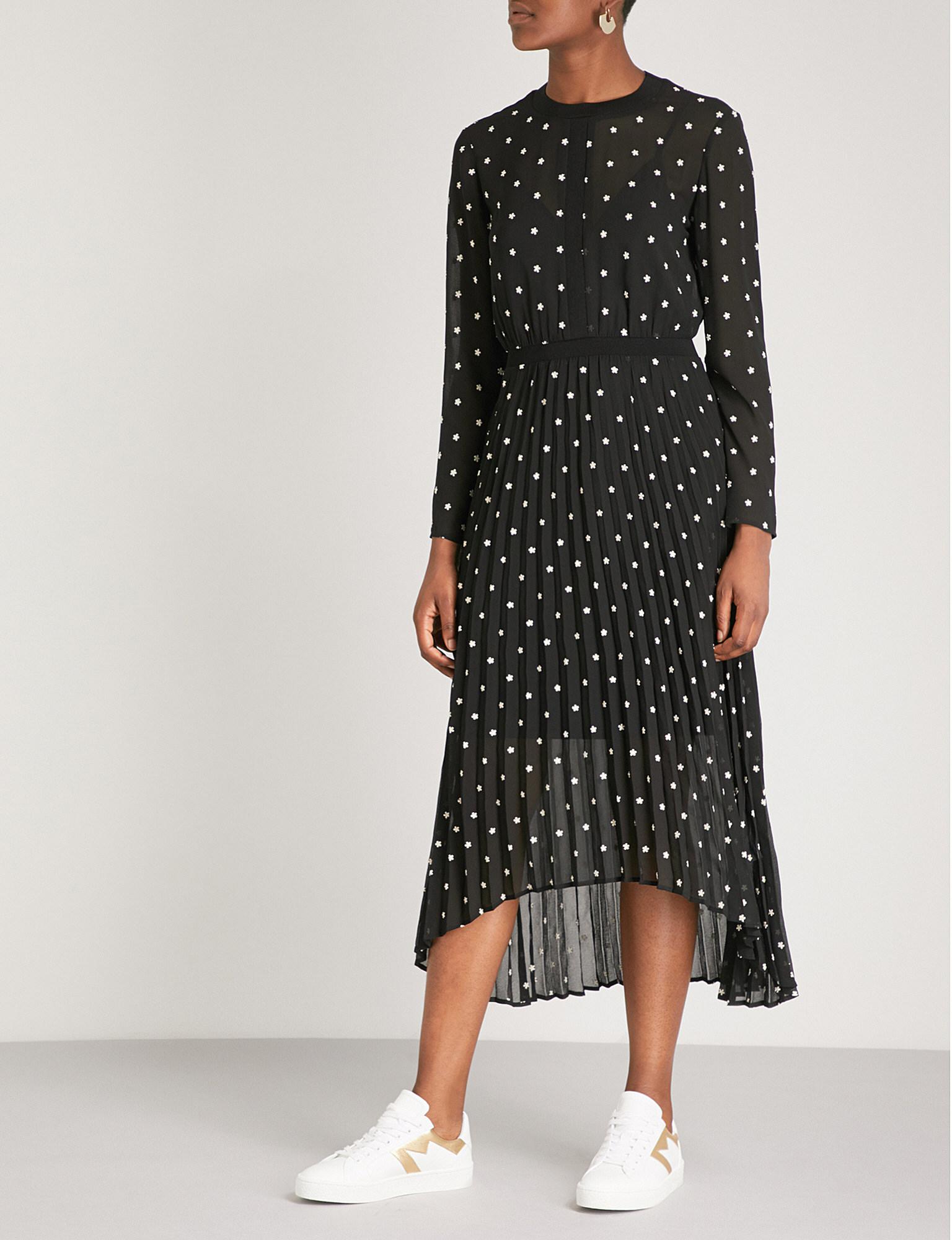 maje embroidered chiffon dress