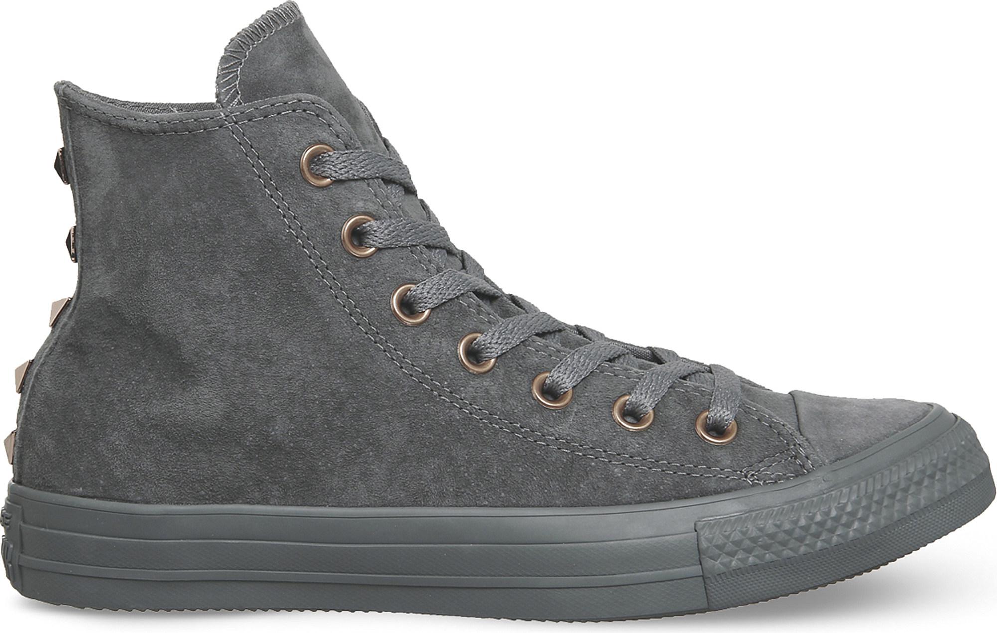 Converse All Star High-top Studded Suede Trainers in Gray for Men | Lyst