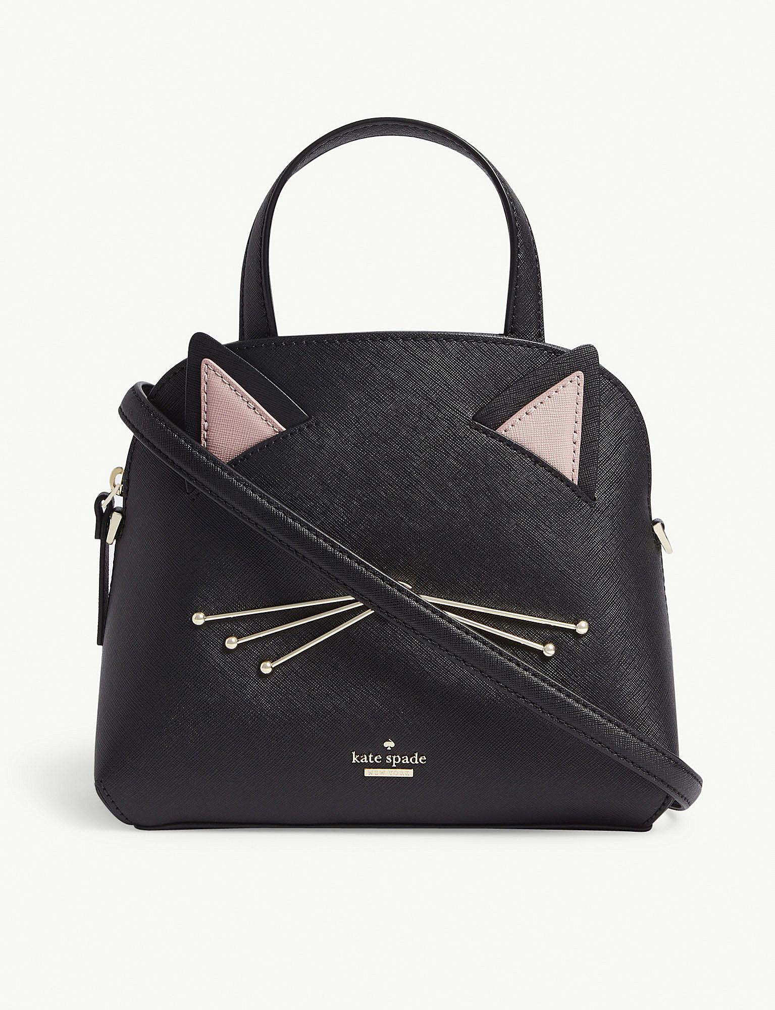 Kate Spade Cat's Meow Lottie Leather Satchel in Black Lyst