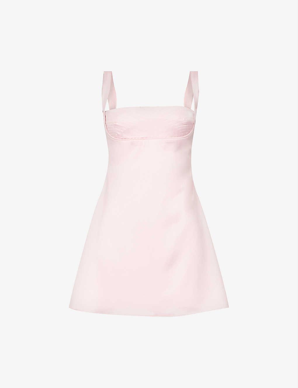 House Of Cb Kara Quilted-stitch Satin Mini Dress in Pink | Lyst