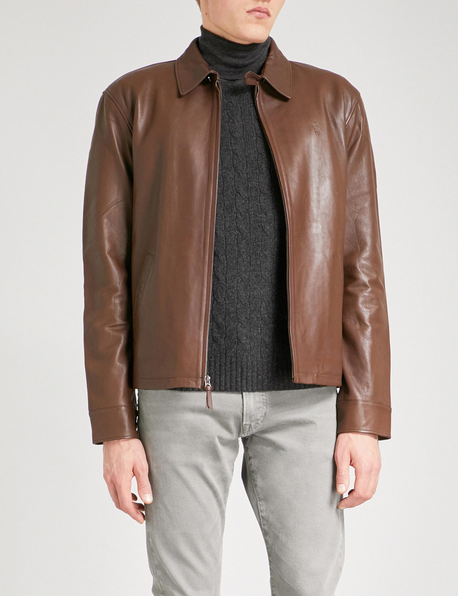 Polo Ralph Lauren Maxwell Leather Jacket in Brown for Men | Lyst