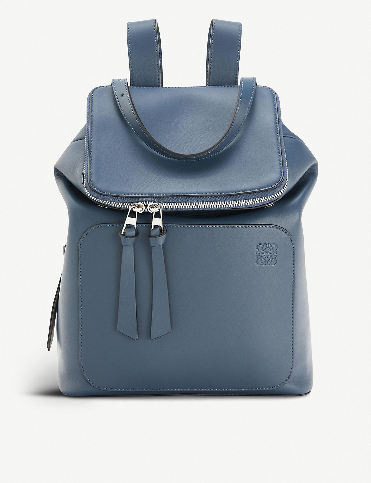 Loewe Goya Small Leather Backpack in Blue
