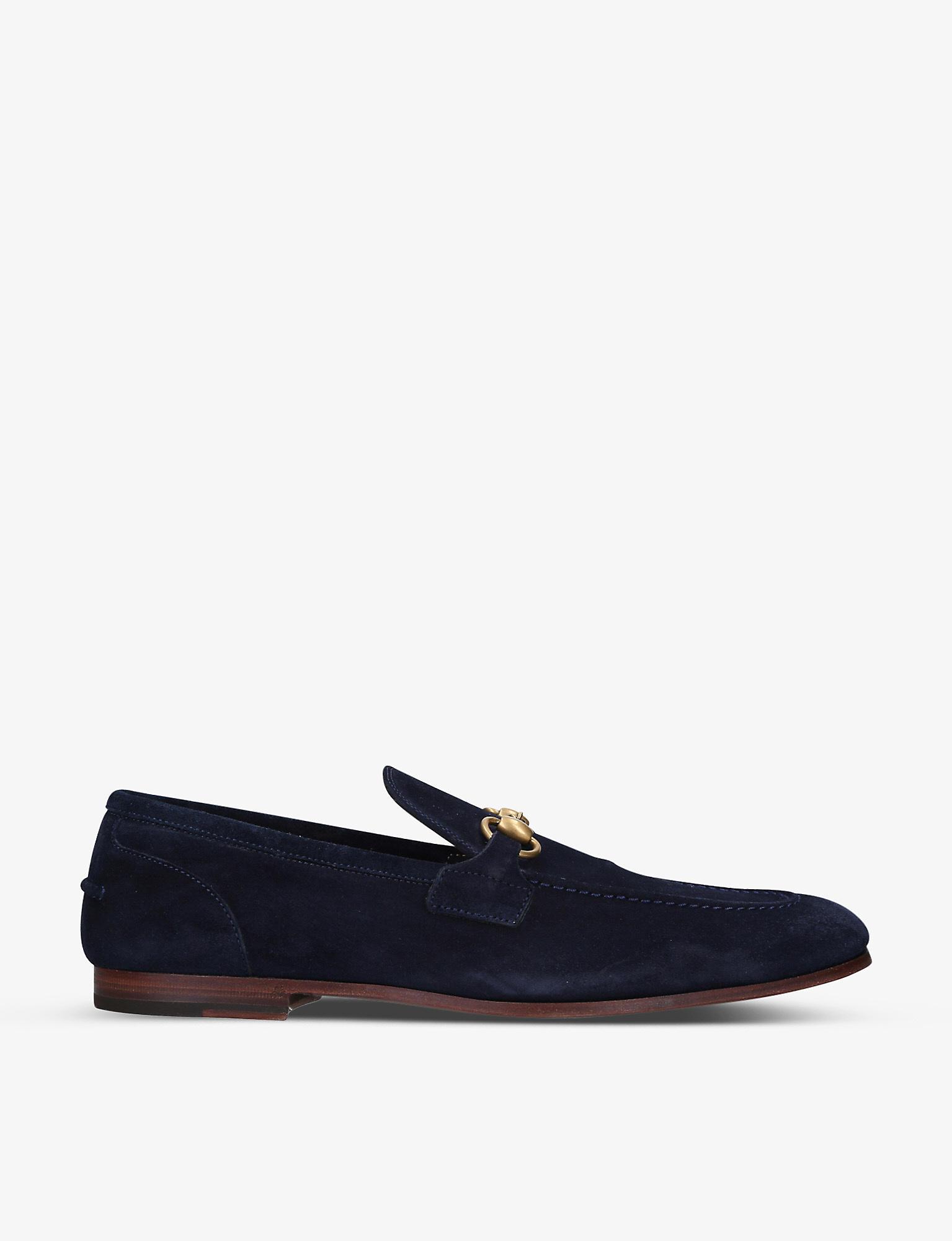 Gucci Jordaan Horsebitembellished Suede Loafers in Blue for Men Lyst