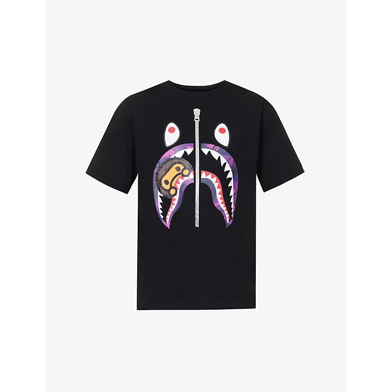 A Bathing Ape Baby Milo Shark-print Cotton-jersey T-shirt in Black