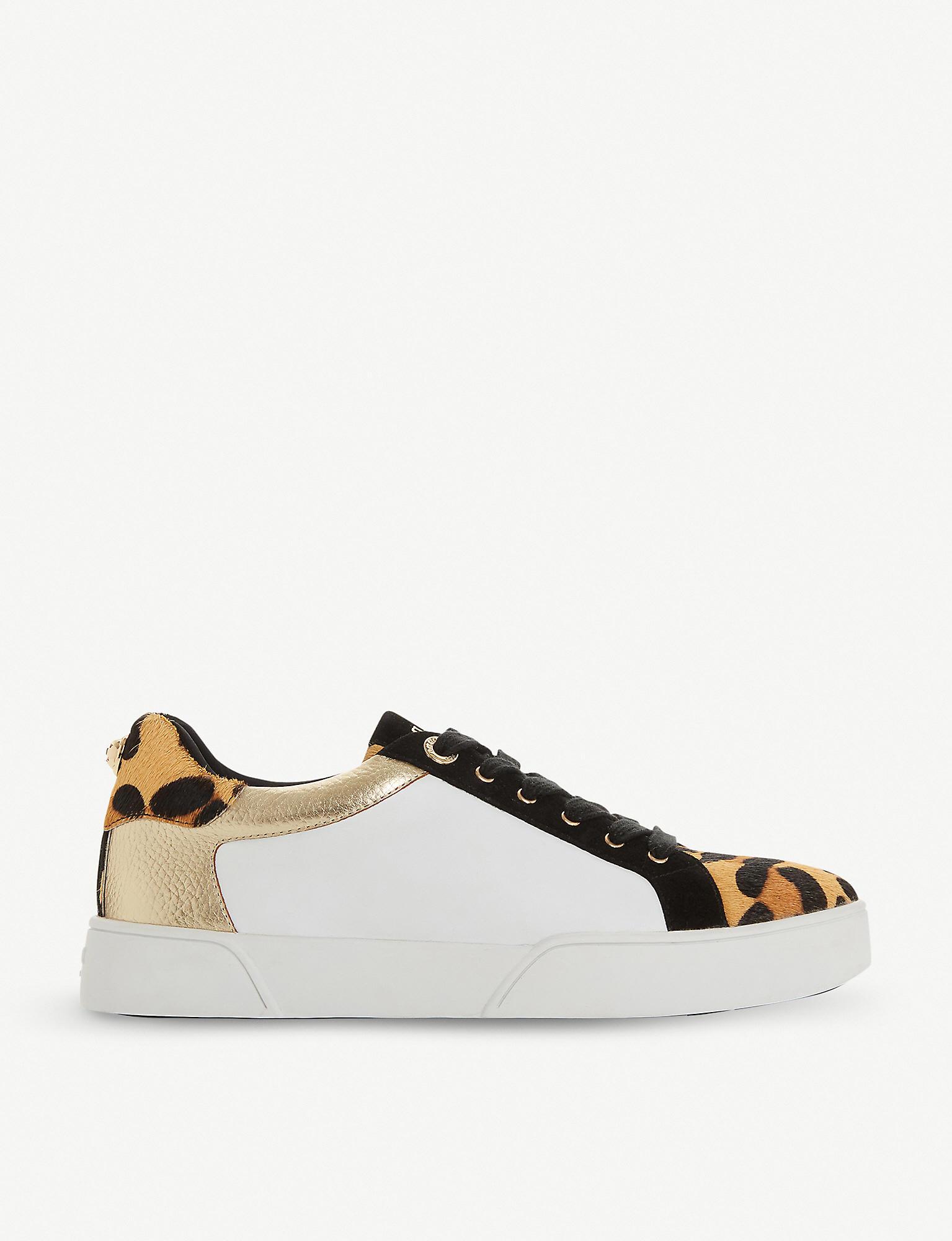 dune elsie leopard trainers