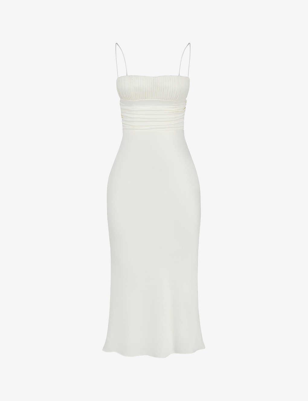 House Of Cb Lois Corset Satin Midi Dress in White Lyst