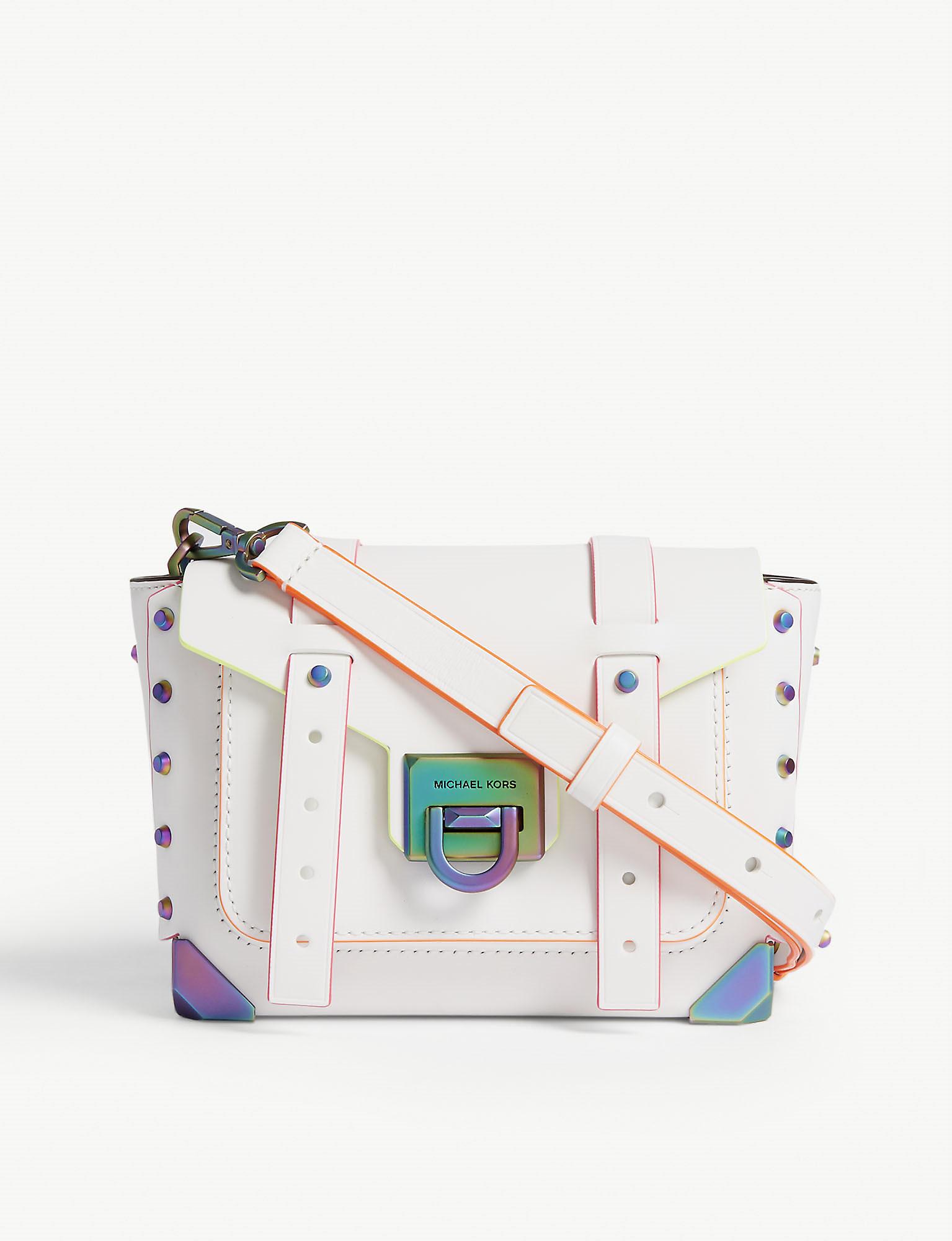 MICHAEL Michael Kors Manhattan Small Leather Satchel in White Lyst