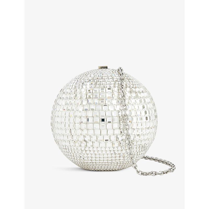 Silver Cricket Squares crystal-embellished clutch bag, Judith Leiber