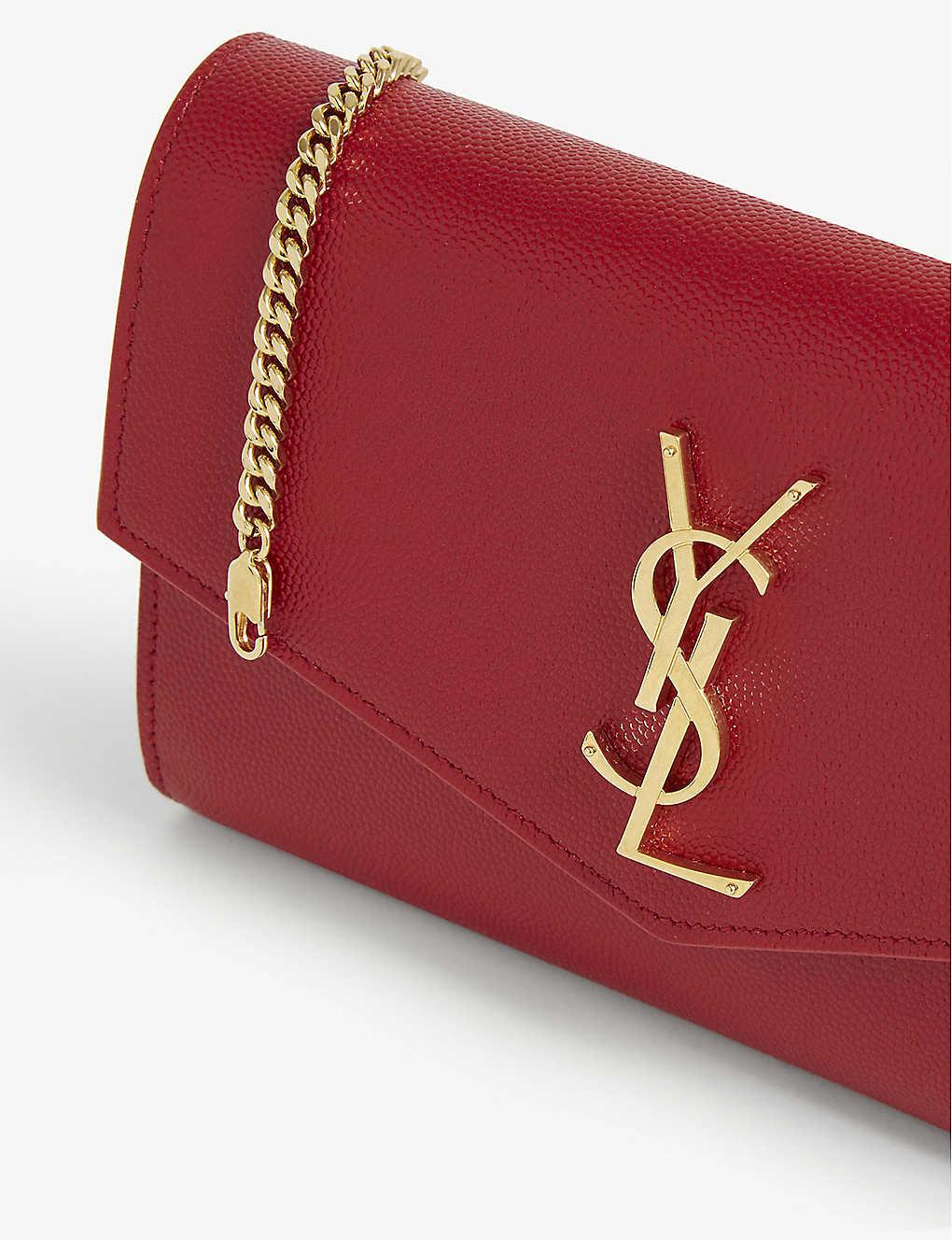 Saint Laurent Uptown Wallet On Chain Mini Leather Rouge Eros in