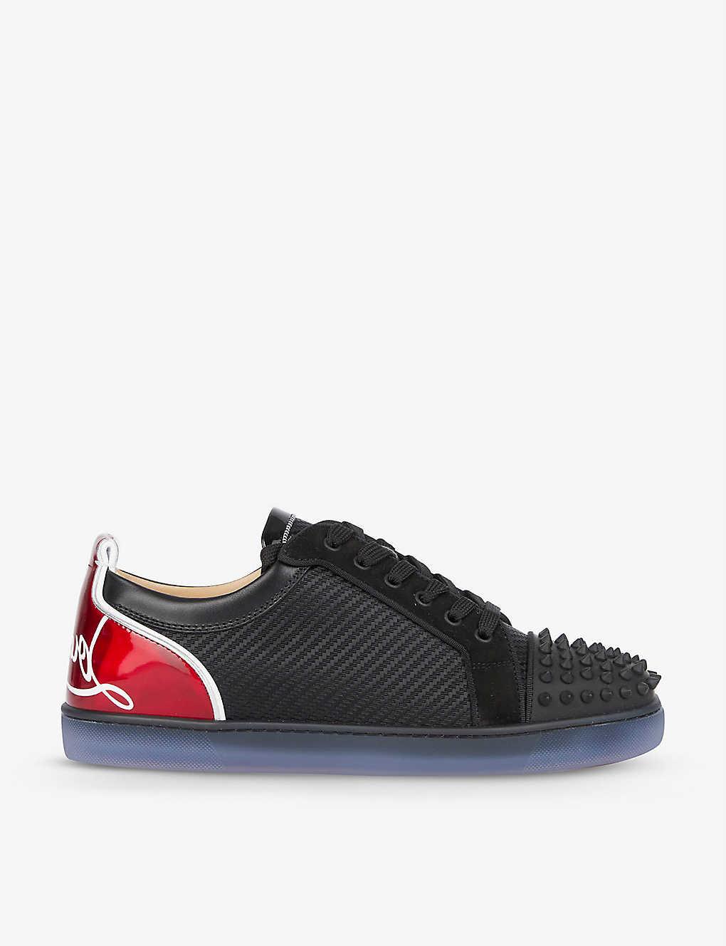 Christian Louboutin Men's Louis Junior Spikes Orlato Flat Low-top Sneakers, Version Black Whi, Men's, 14D, Sneakers & Trainers Low-top Sneakers