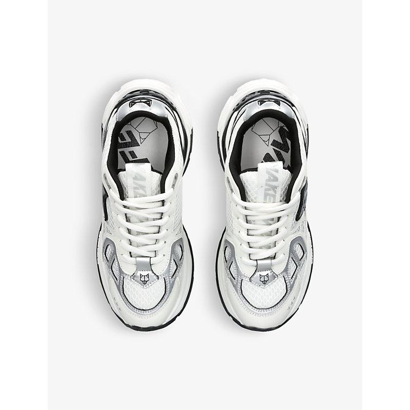 Naked Wolfe Smash Logo-embossed Leather And Mesh Low-top