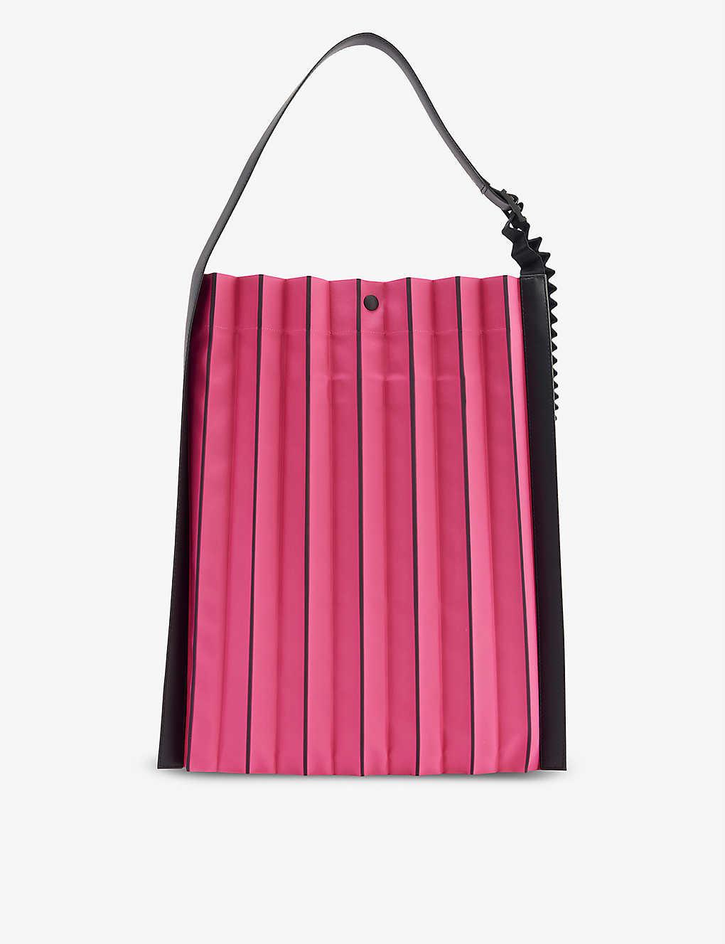 Pleats Please Issey Miyake Accordion Pleated Woven Shoulder Bag in Pink ...