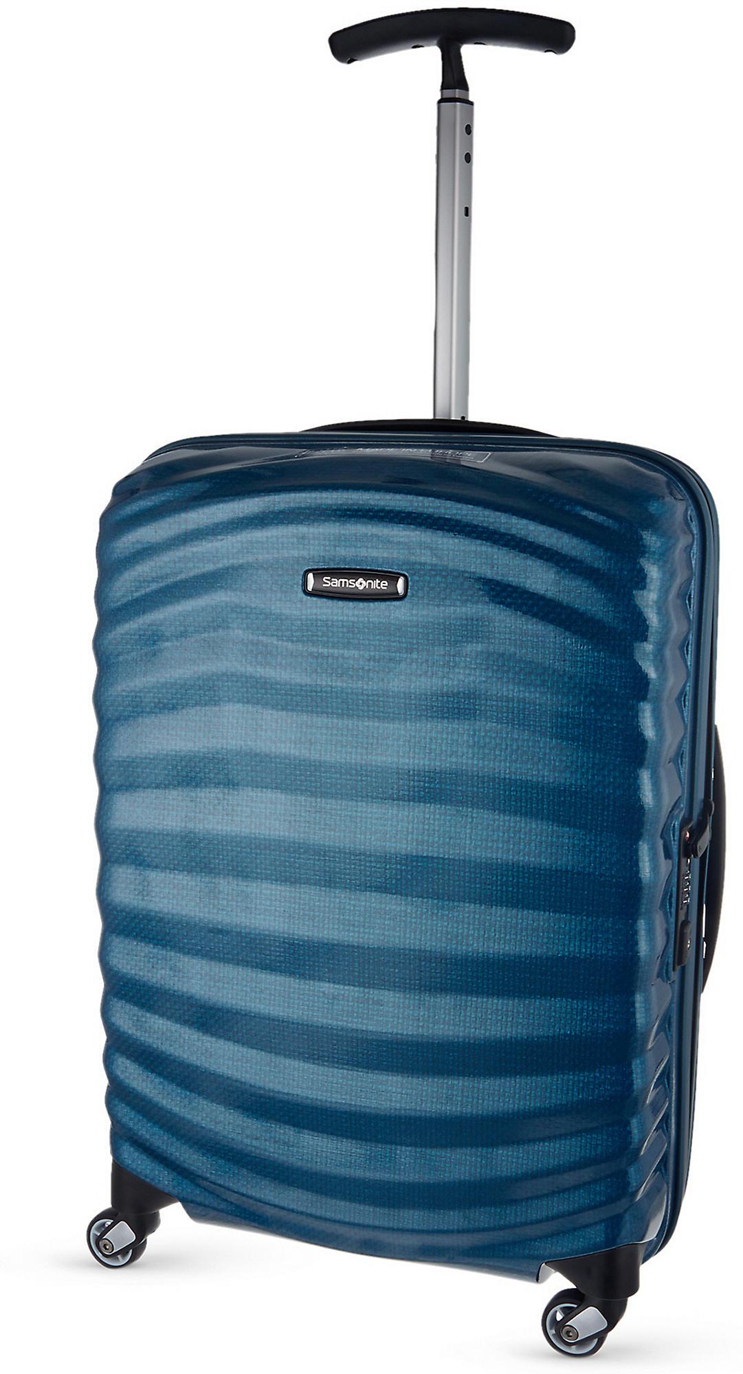 Samsonite Lite Shock Spinner 55 Four Wheel Cabin Suitcase In Blue
