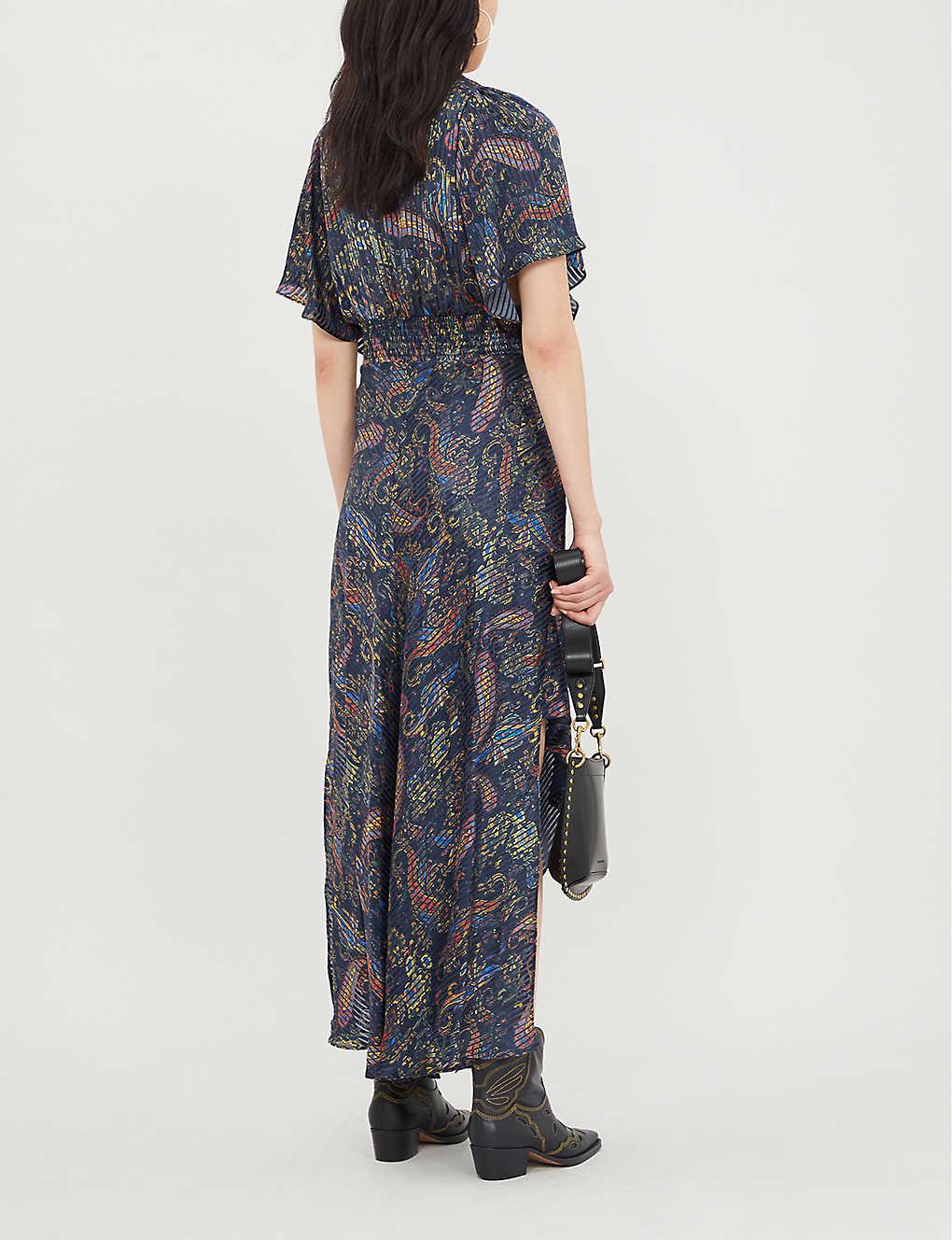 Maje Rachel Paisley-print Satin Dress in Blue | Lyst