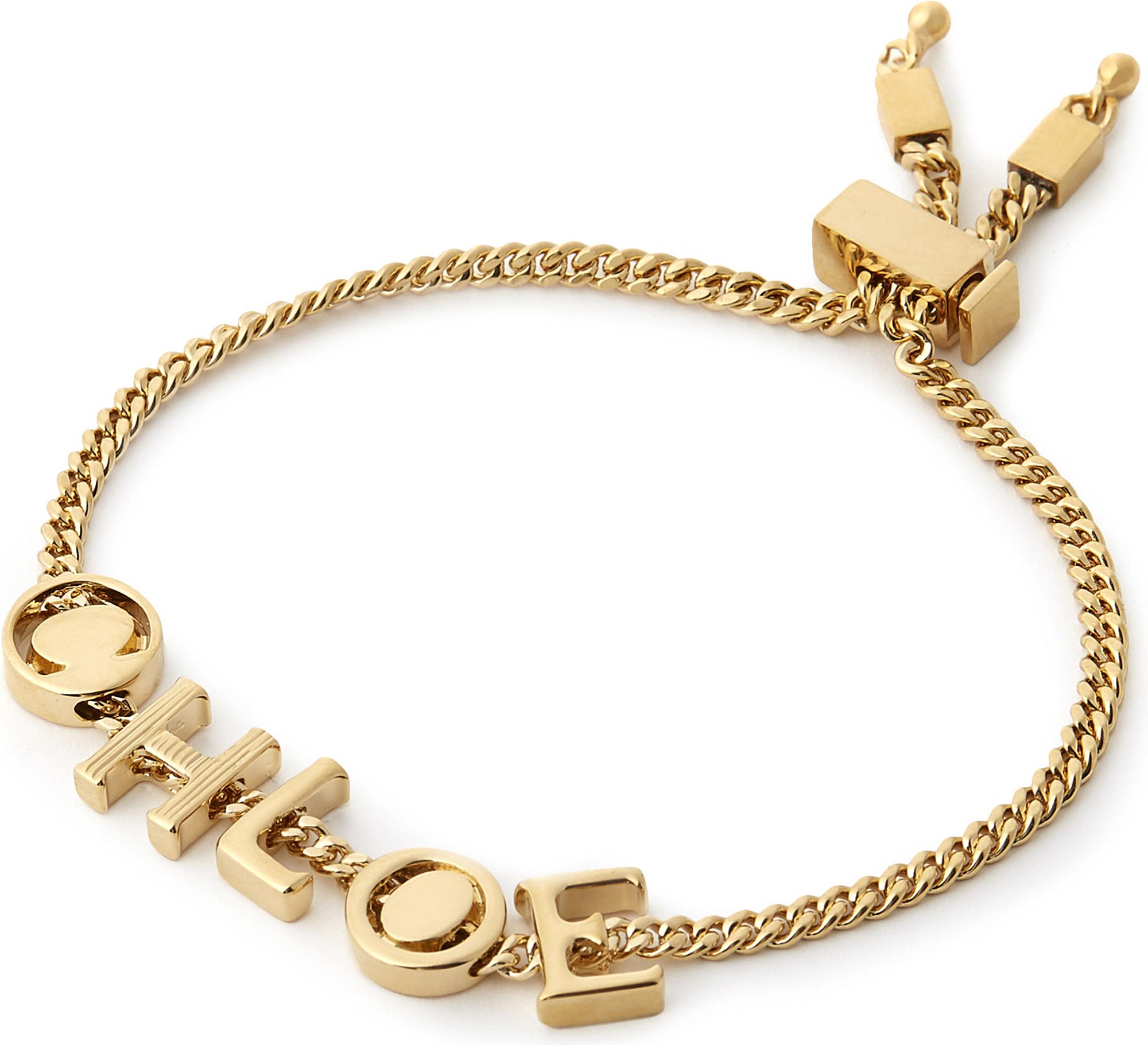 Chloé Letter Charm Bracelet in Metallic | Lyst