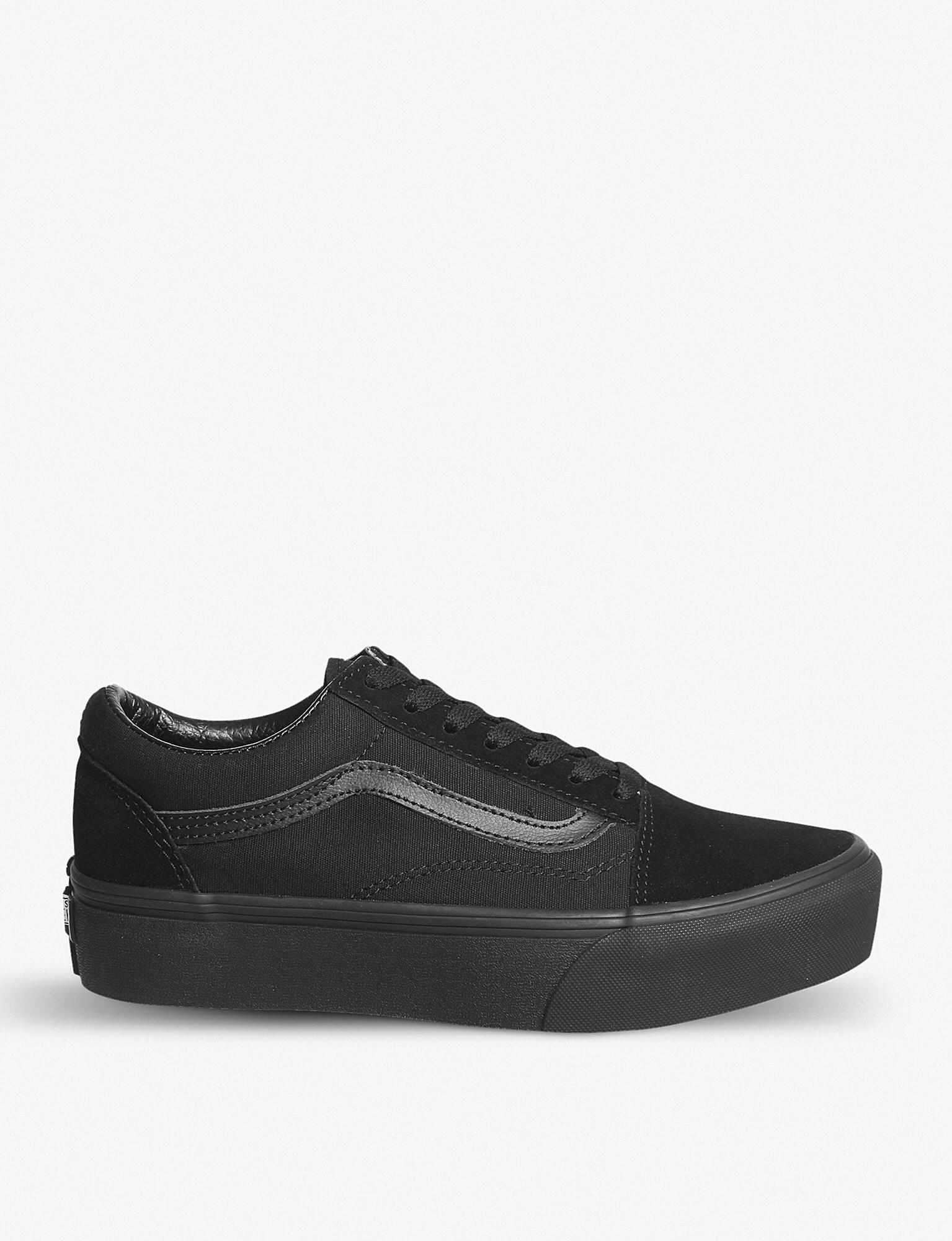 vans black leather trainers