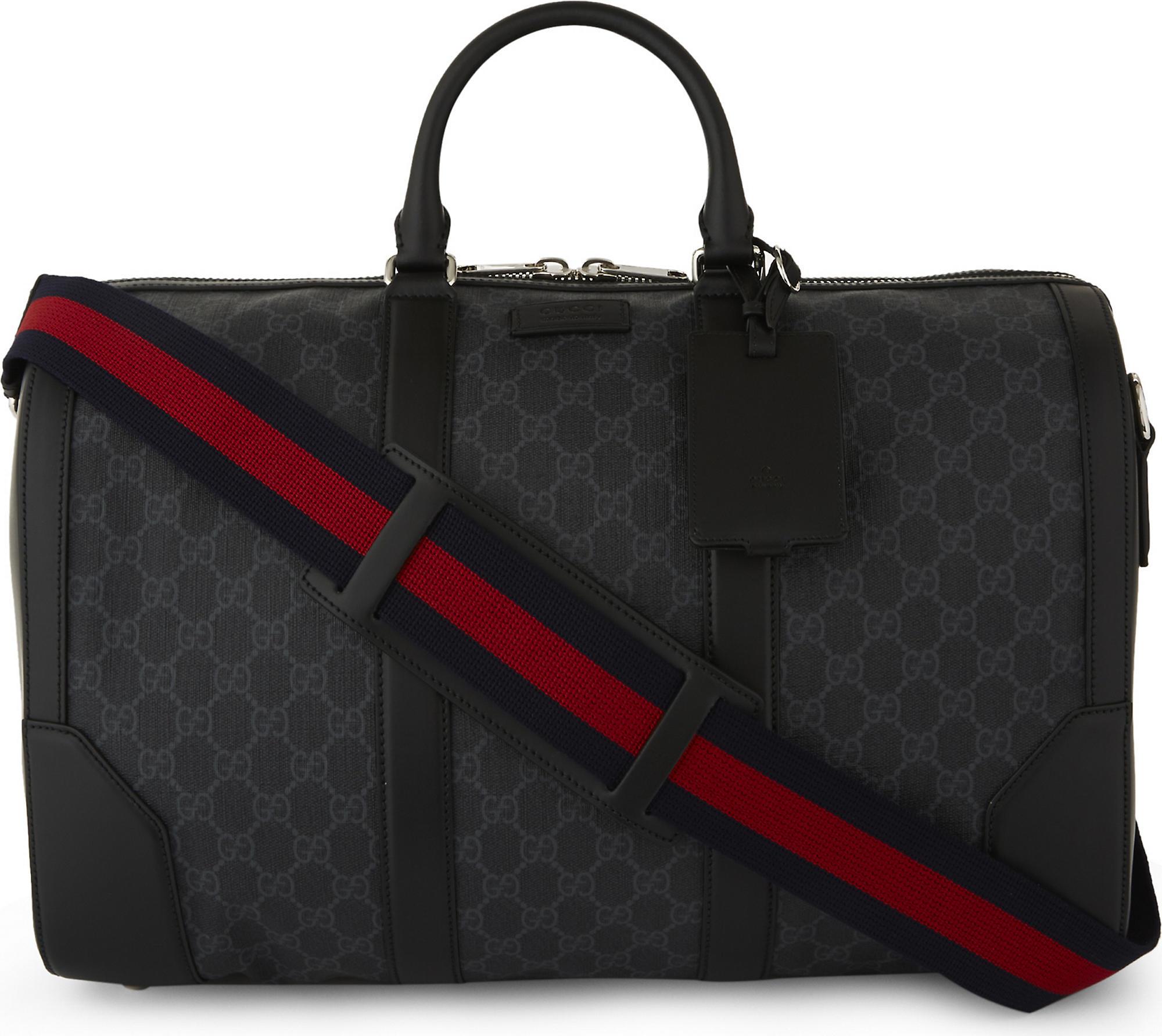 Gucci Supreme Canvas And Leather Duffle Bag in Black for Men - Lyst