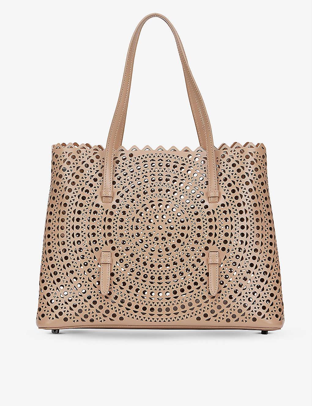 Alaïa Mina Lasercut Leather Tote Bag in Natural Lyst