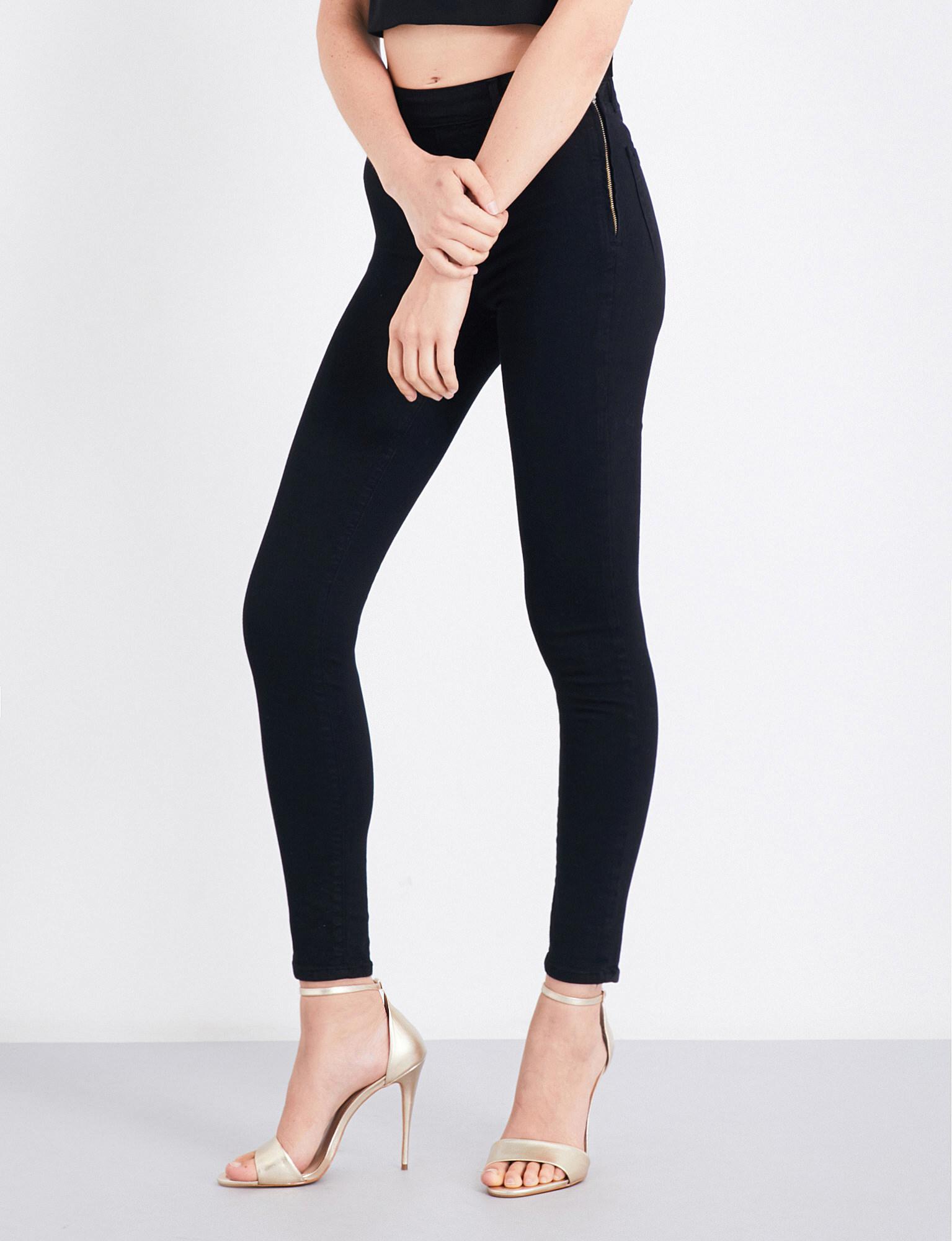 GOOD AMERICAN Side Zip Skinny Jeans in Black | Lyst