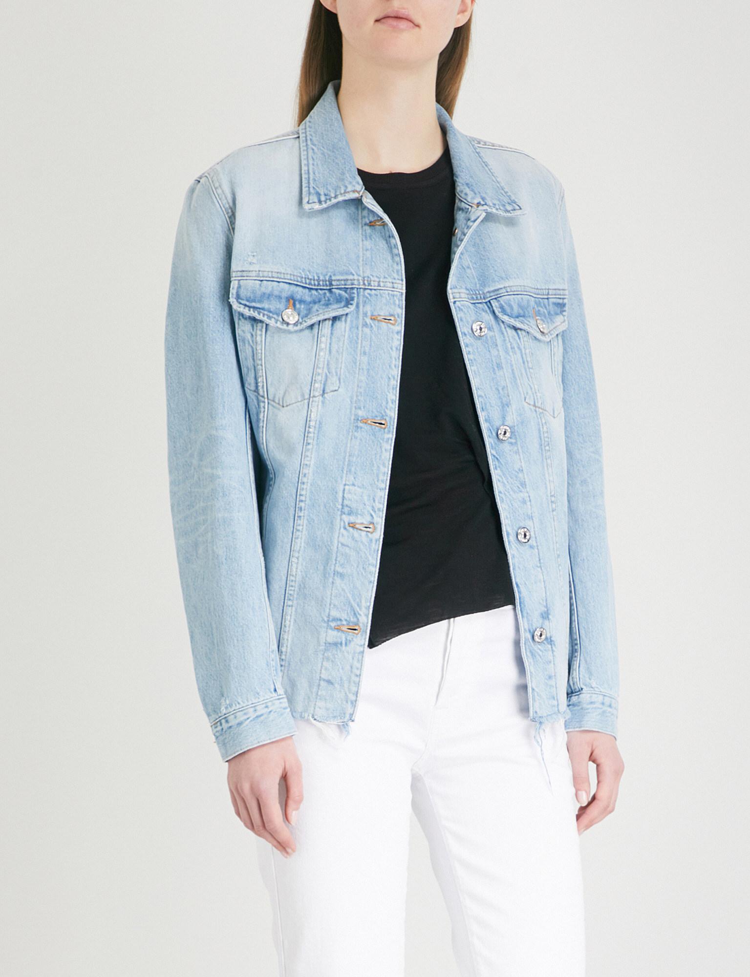 frayed hem denim jacket