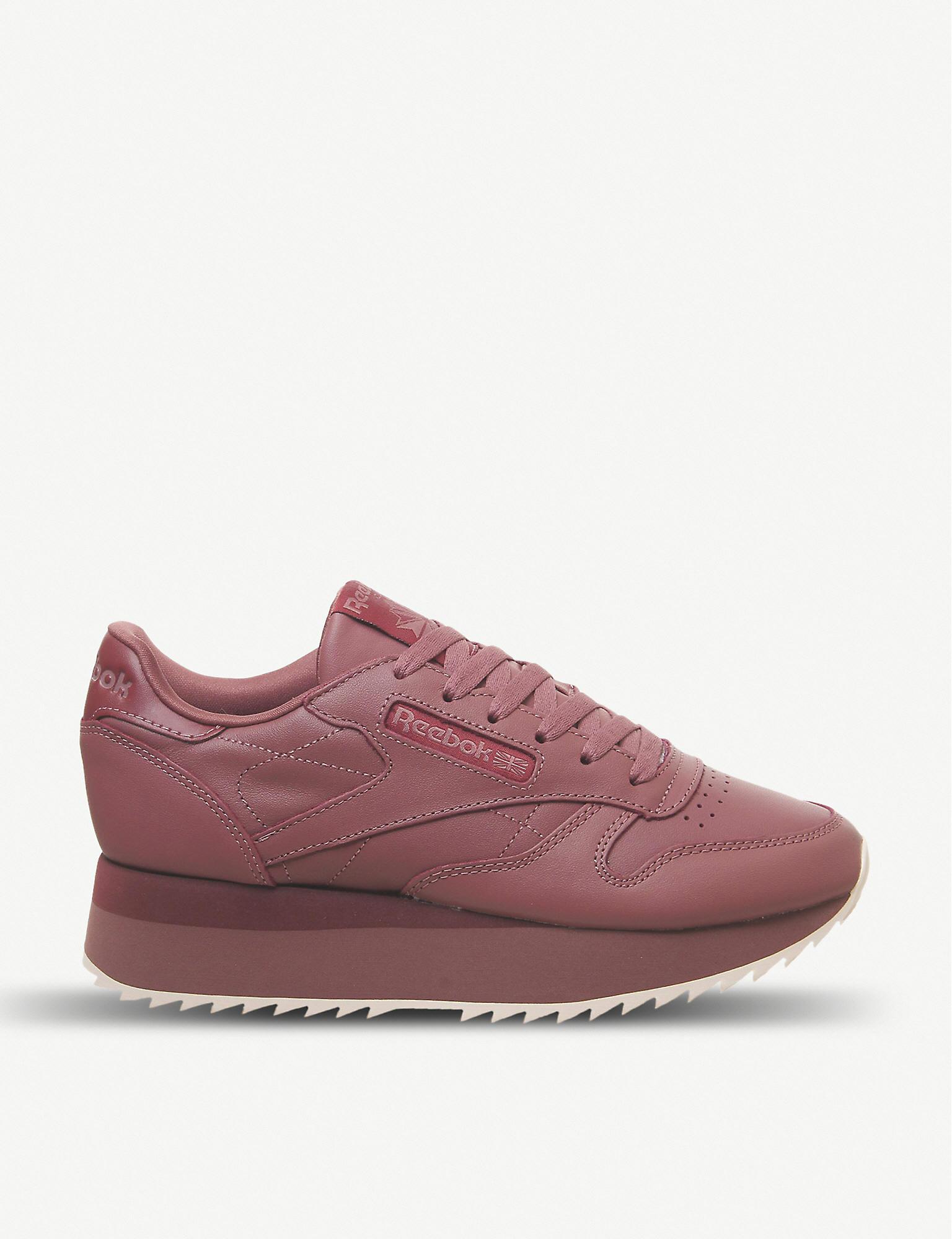 radikal Sway ægtemand Reebok Classic Leather Double Platform Leather Trainers in Pink - Lyst