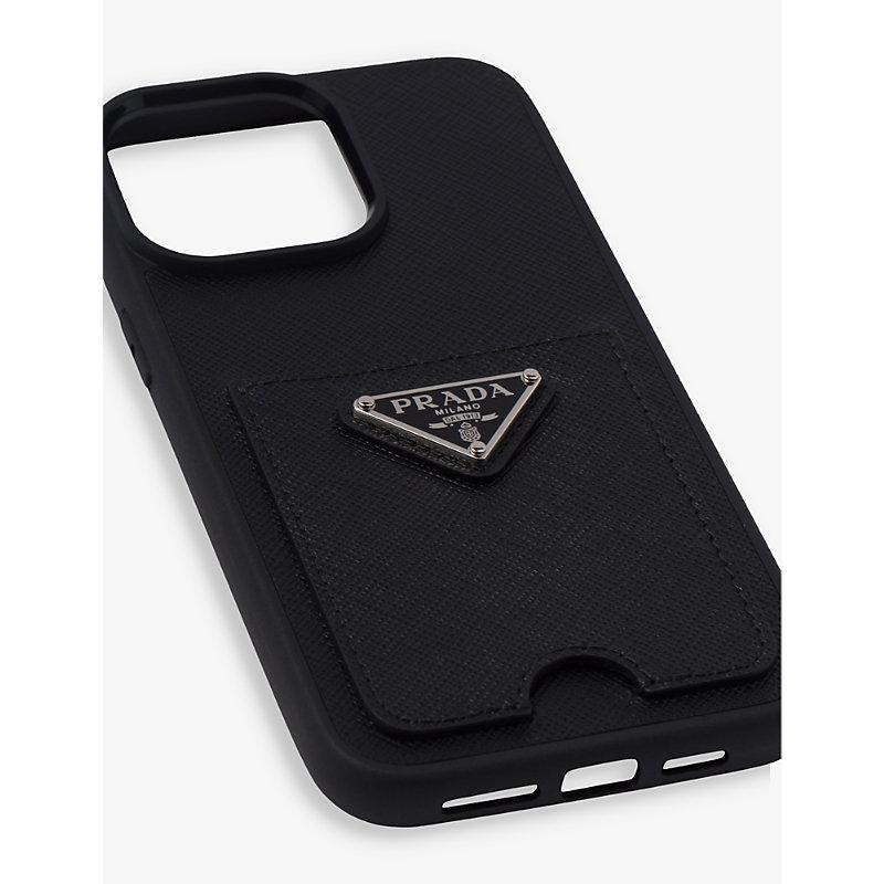 Prada Saffiano Leather Iphone 14 Plus Case in Black | Lyst Prada Saffiano Leather Iphone 14 Plus Case in Black | Lyst