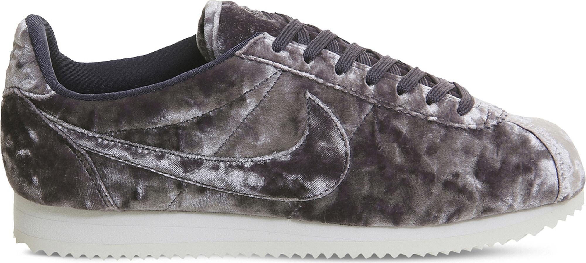 nike cortez velvet grey