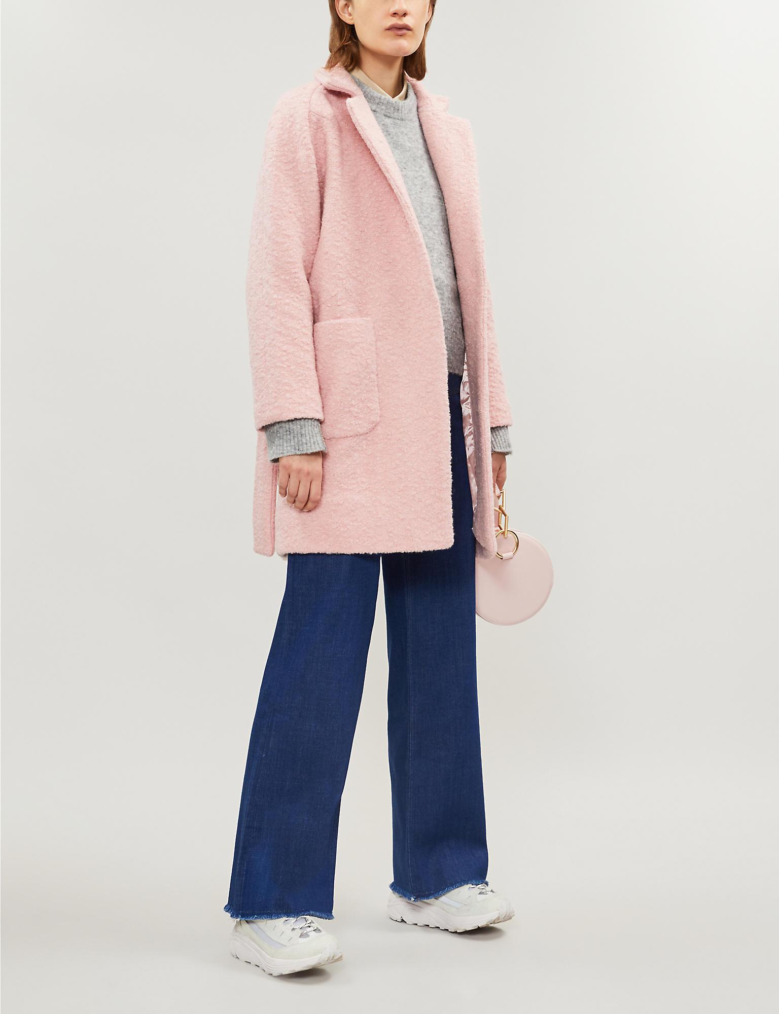 Ganni Women's Silver And Pink Fenn Wool Blend Coat - Lyst
