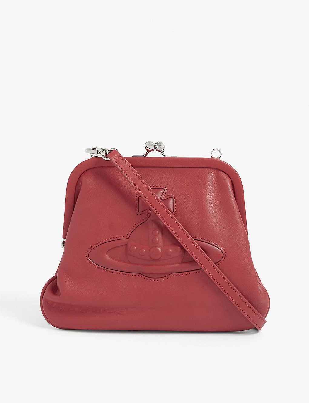 Vivienne Westwood Chelsea Logo embossed Leather Clutch Bag in Red