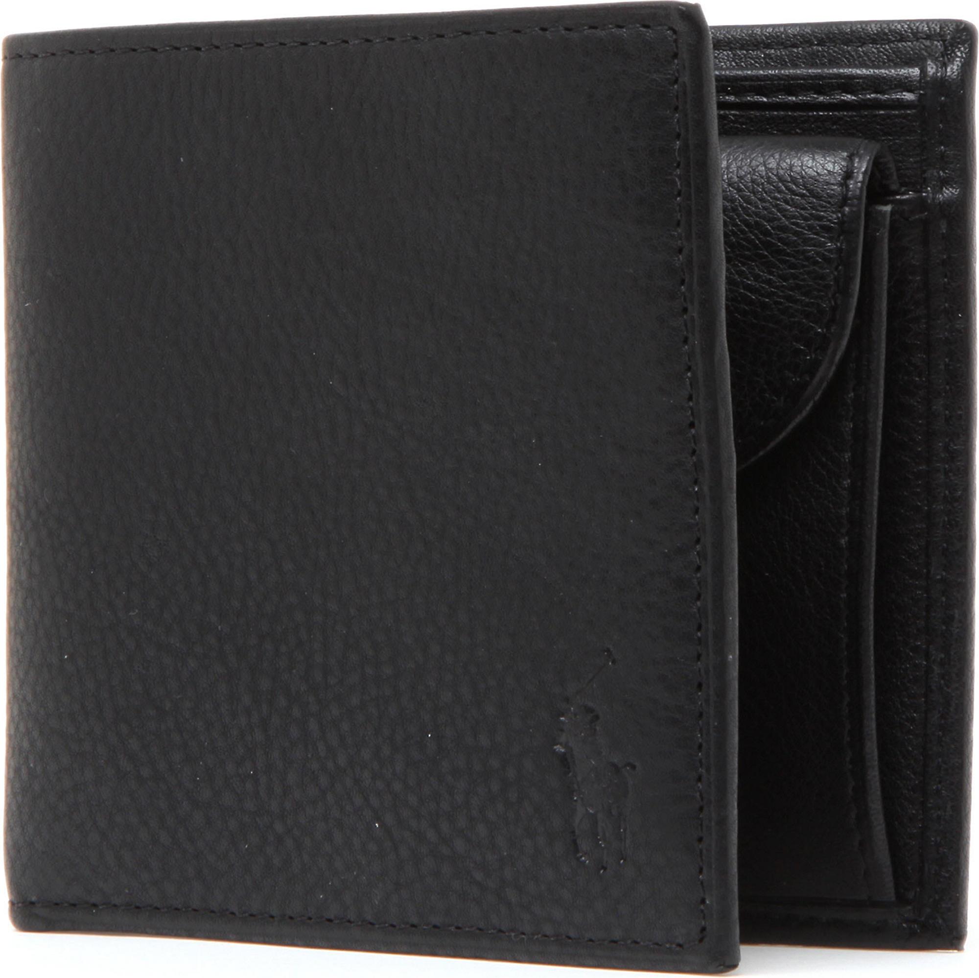 Polo Ralph Lauren Ponyembossed Pebbled Leather Coin Wallet in /b/l/a/c