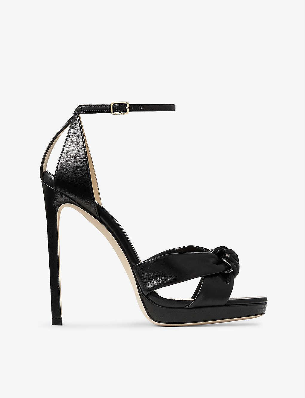Jimmy Choo Rosie Cross-over Leather Heeled Sandals in White | Lyst