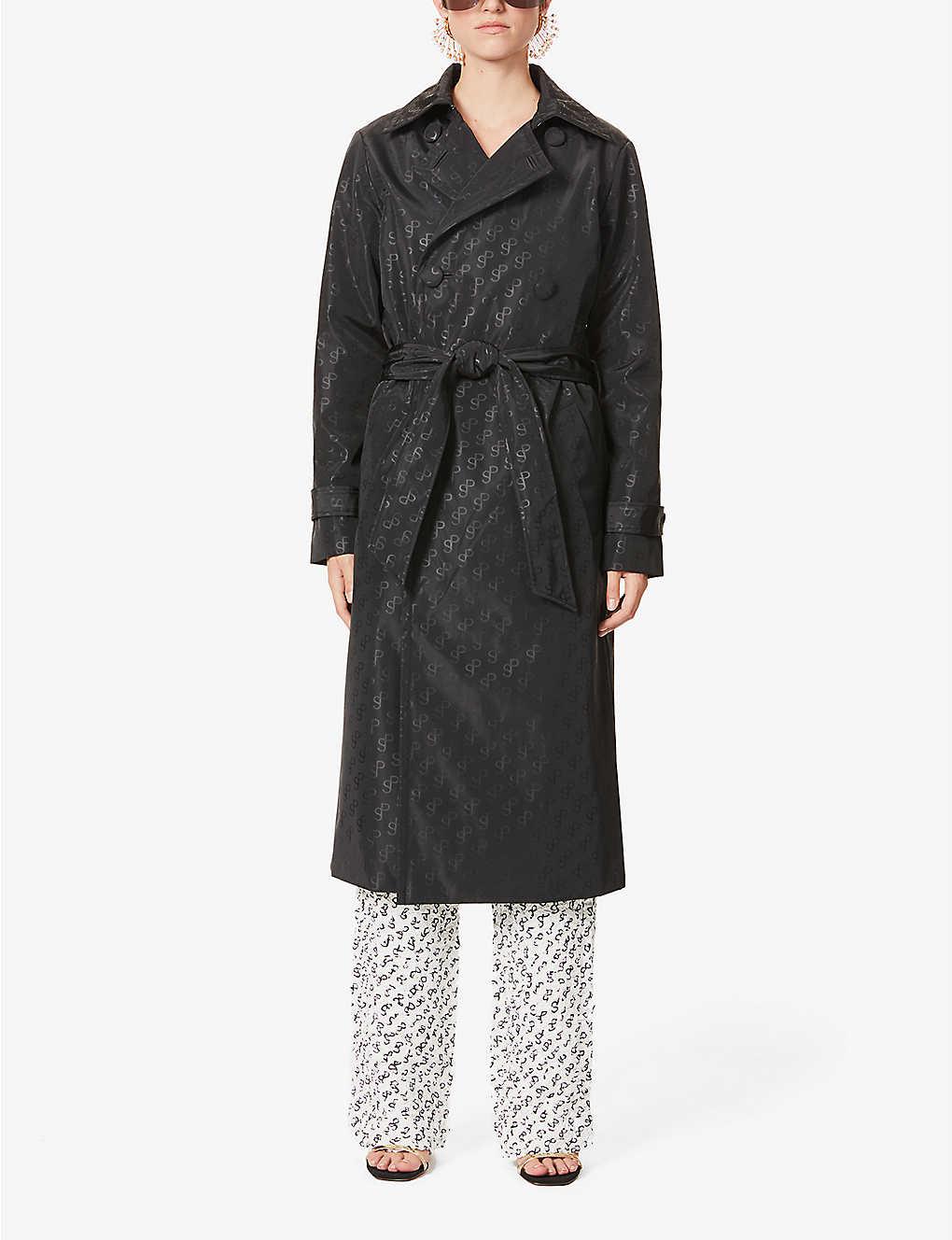 Saks Potts Carole Logo-print Woven Coat in Black | Lyst Canada