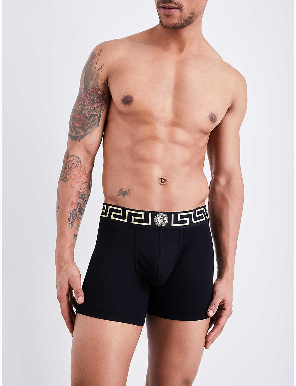 Versace Iconic Lowrise Stretchcotton Trunks in Black for Men Lyst