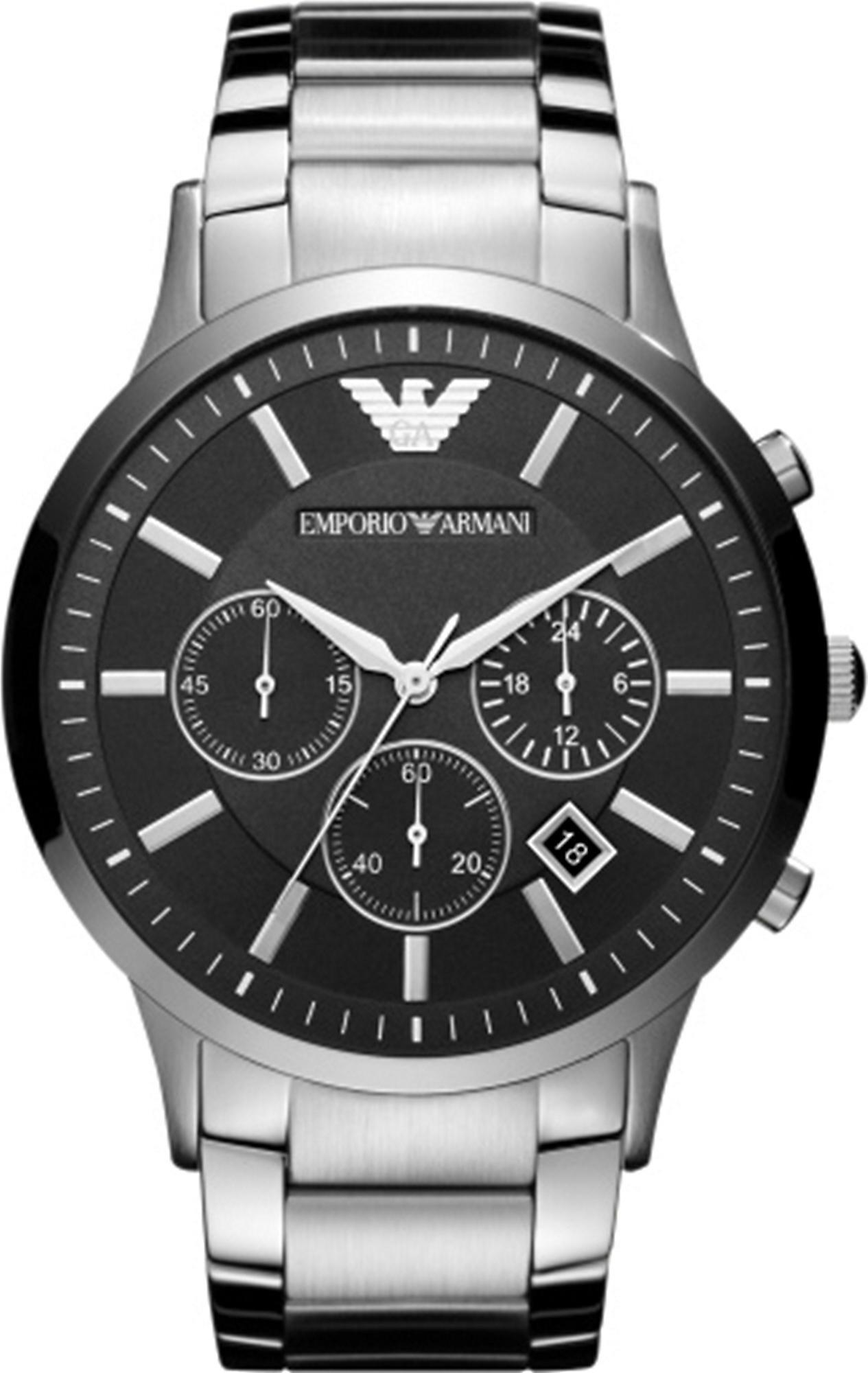 Emporio Armani Ar2460 Stainless Steel Watch in Black for Men | Lyst
