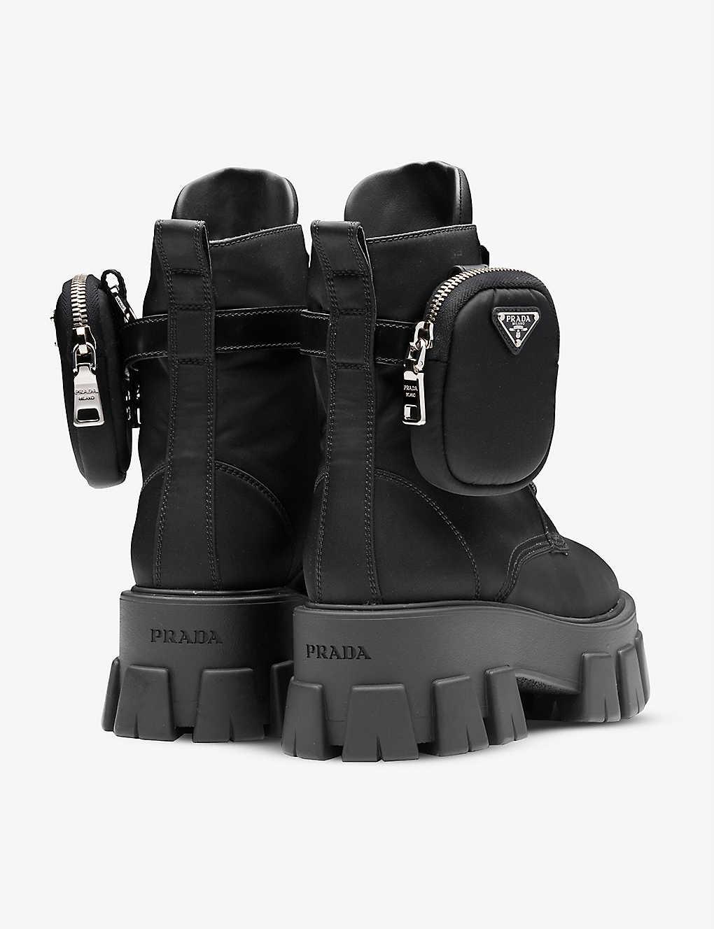 Prada Ladies Black Monolith Re-nylon Gabardine Boots | Lyst