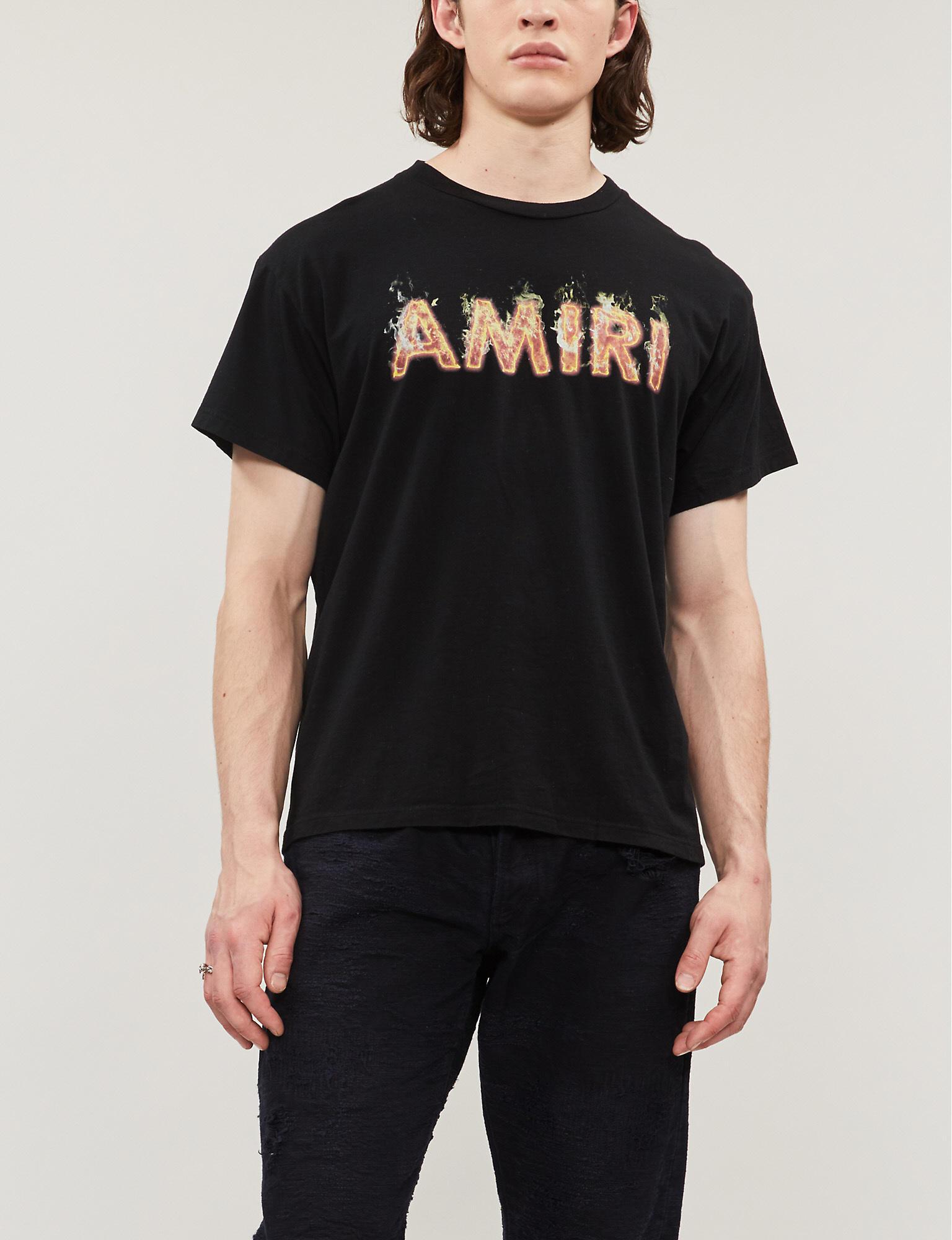 Amiri Logo-graphic Cotton-jersey T-shirt in Black for Men - Lyst