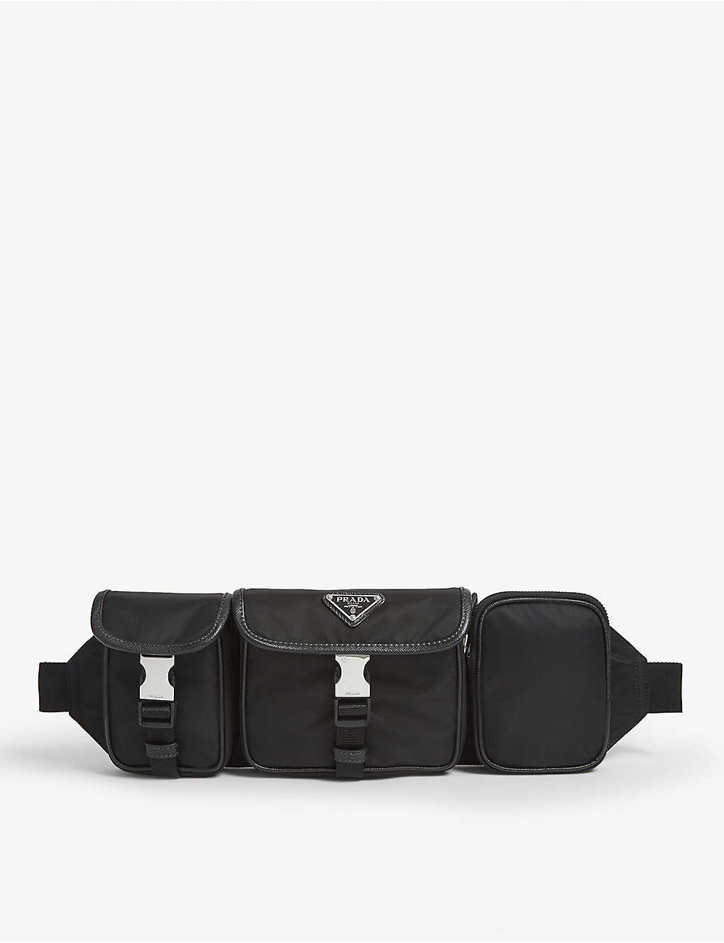 Prada Triple Pocket Belt Bag in Black for Men | Lyst