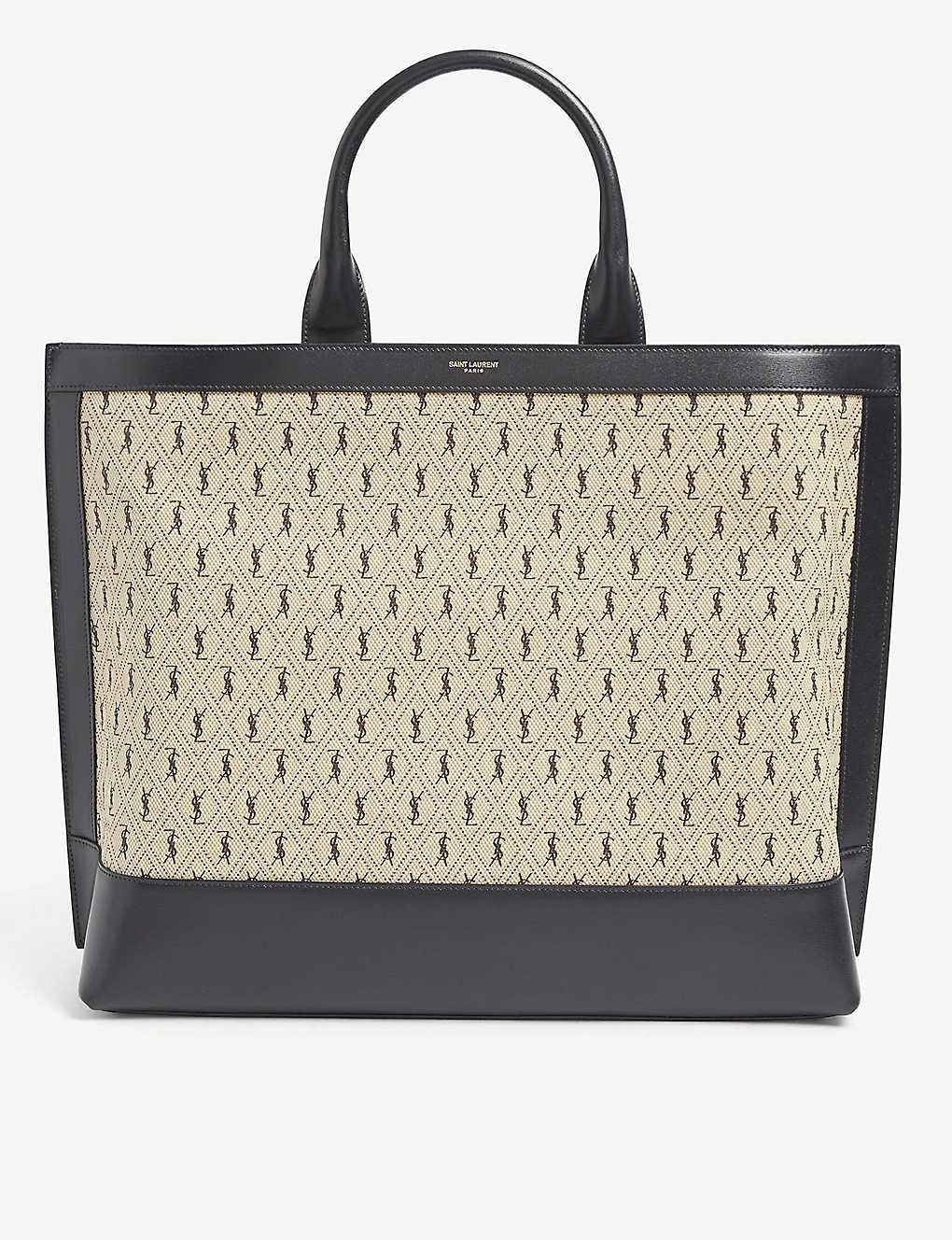 Saint Laurent Monogram-print Canvas Tote Bag in Natural