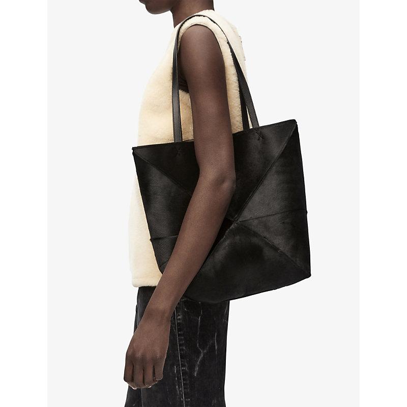 Puzzle Medium Leather Shoulder Bag in Black - Loewe