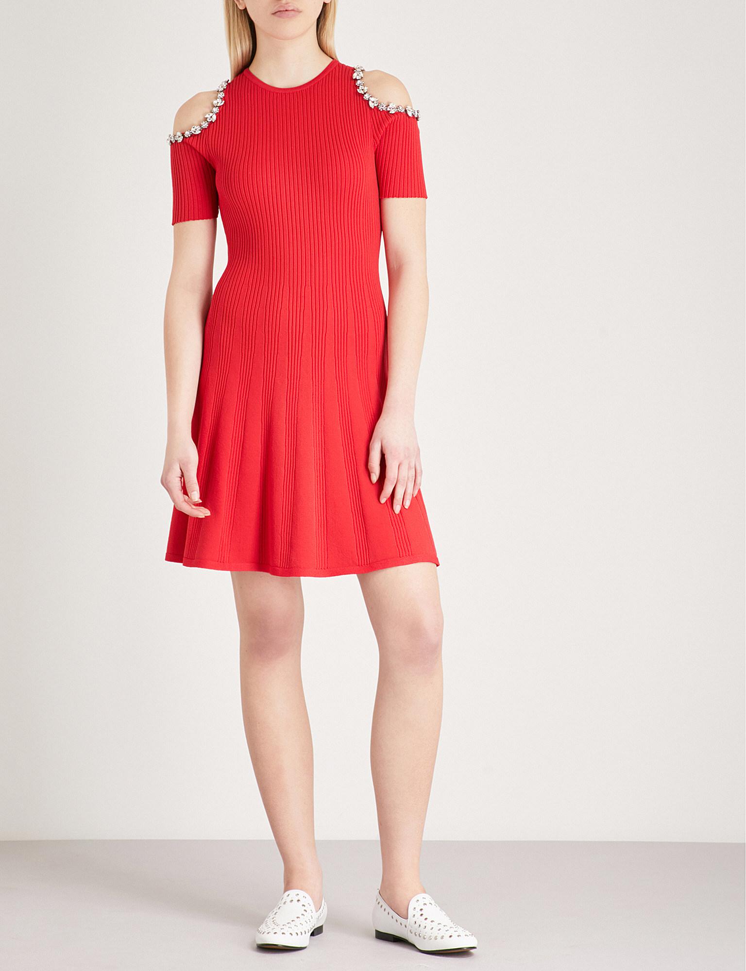 cold shoulder knitted dress
