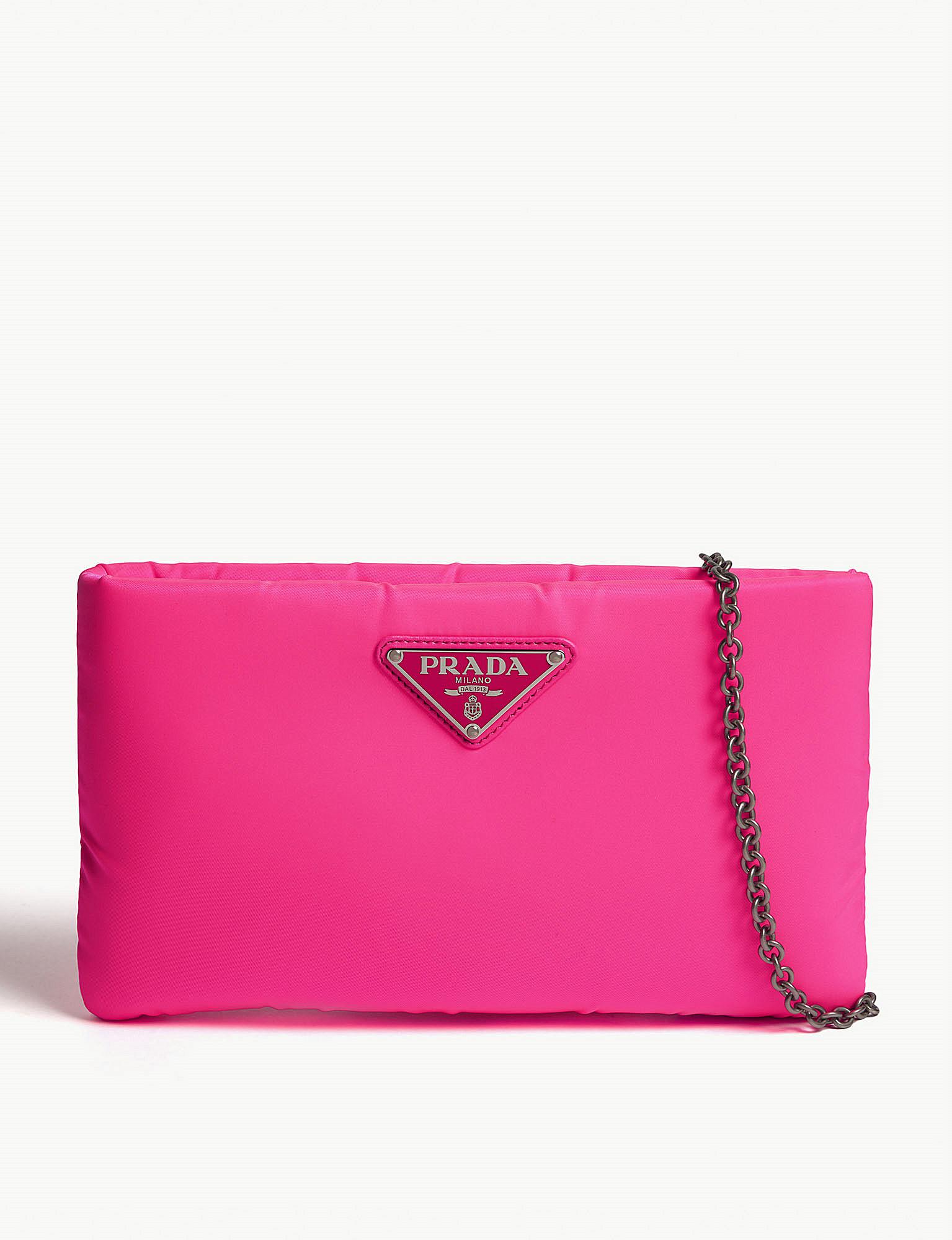 Prada Fluo Large Padded Nylon Clutch in Pink | Lyst